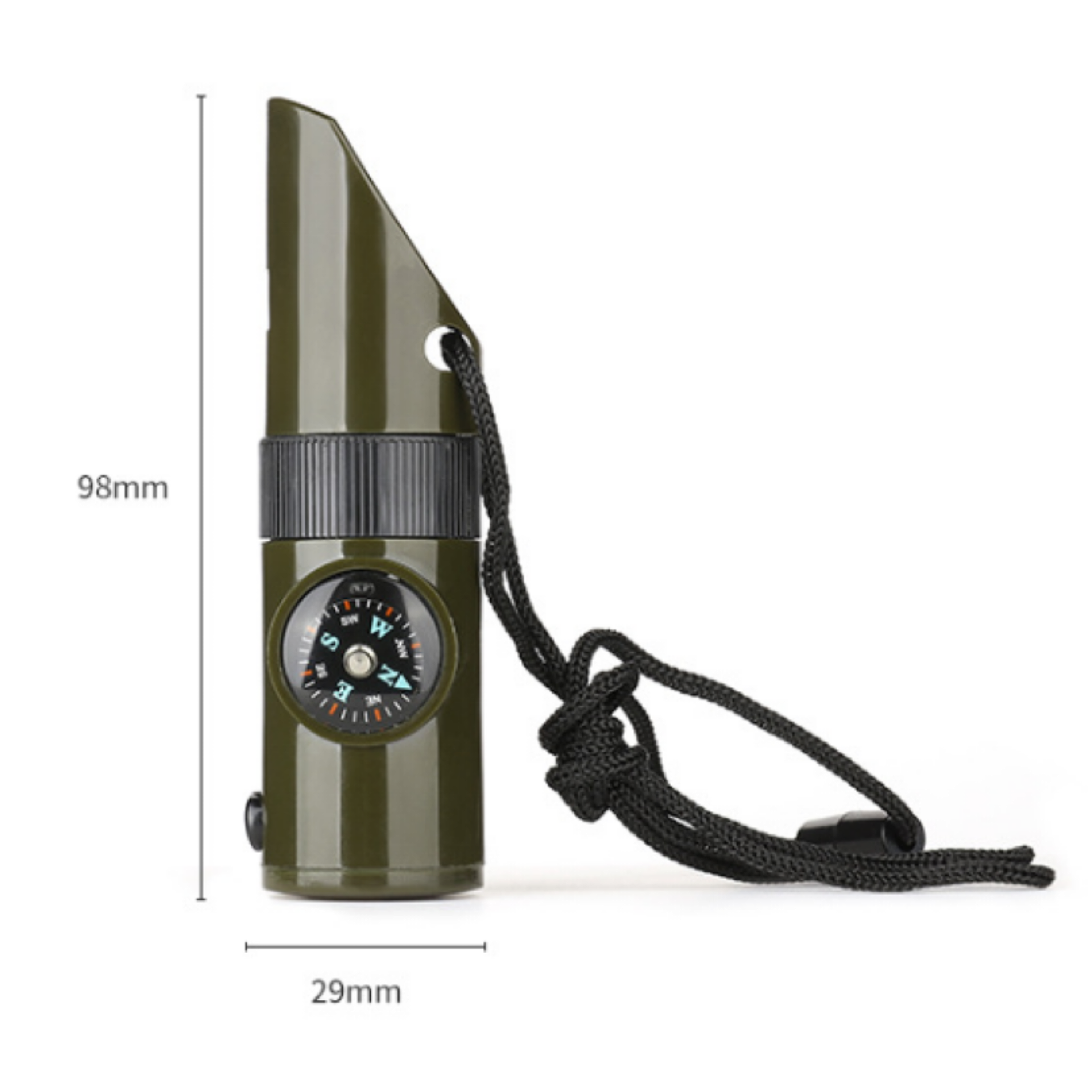 Outdoor 7-in-1 Multifunctional Survival Whistle - Military Green — wholesale custom promotional product