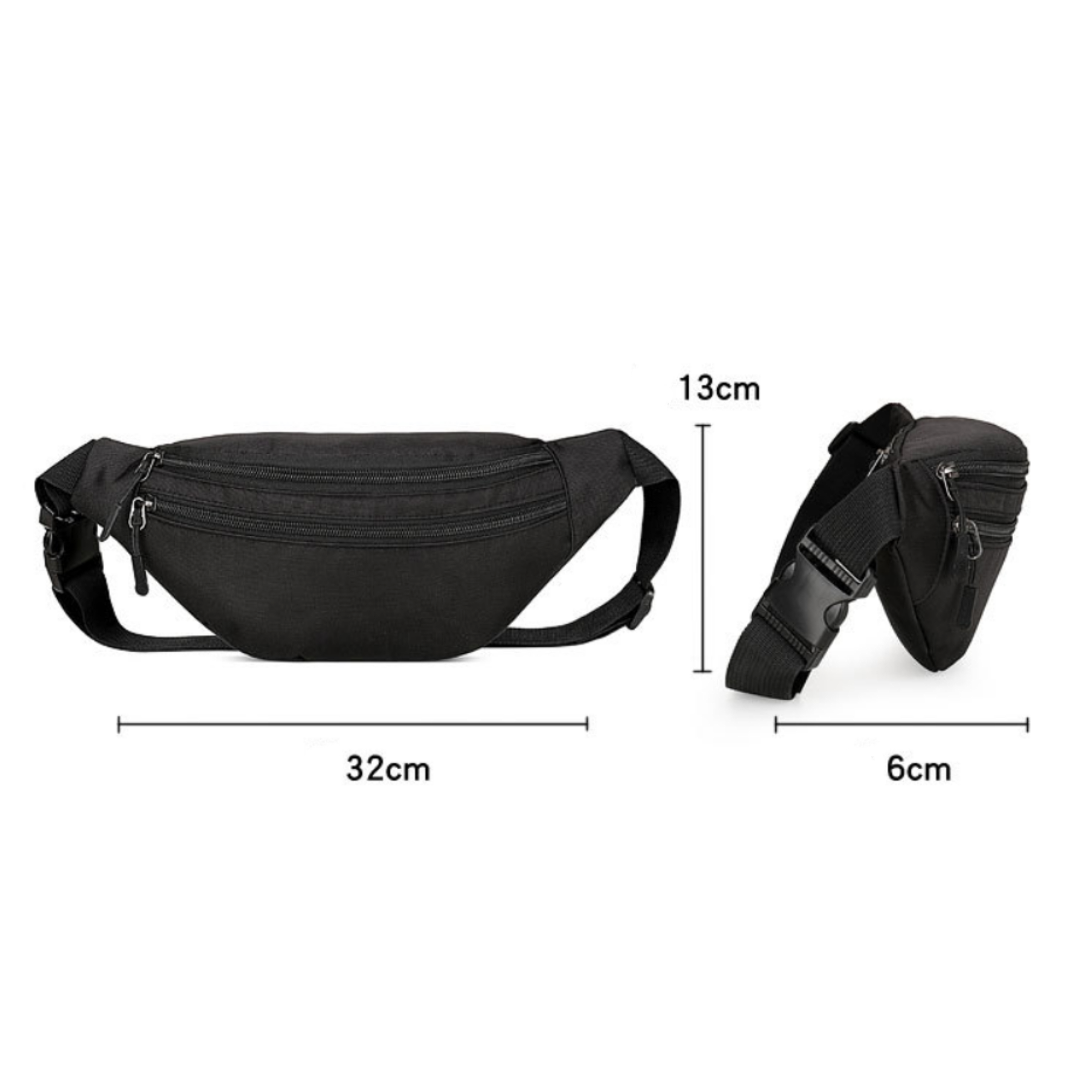 Oxford Cloth Casual Sports Waist Pack - Black — wholesale custom promotional product