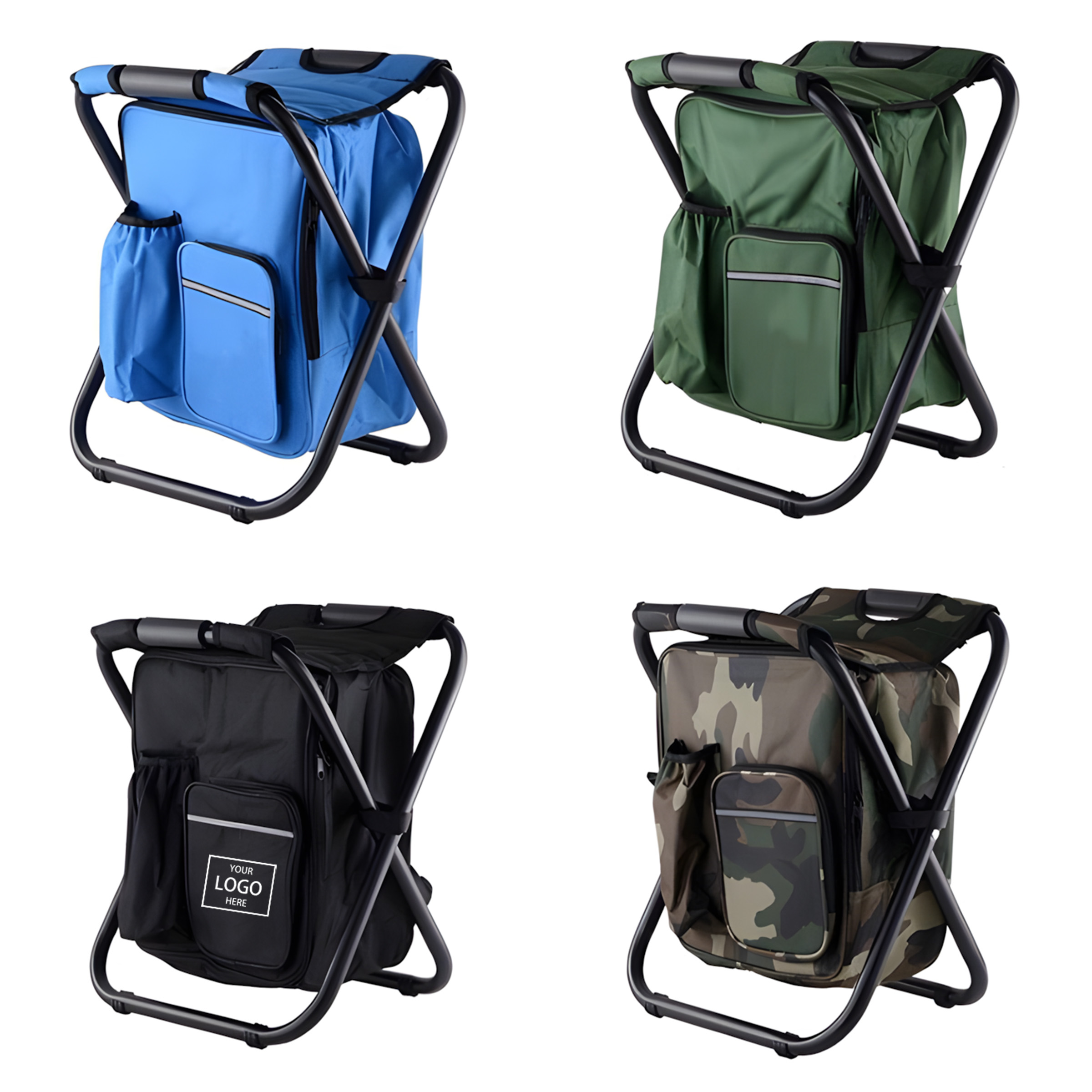 Outdoor Portable Insulated Ice Pack Folding Stool - Army Green — wholesale custom promotional product