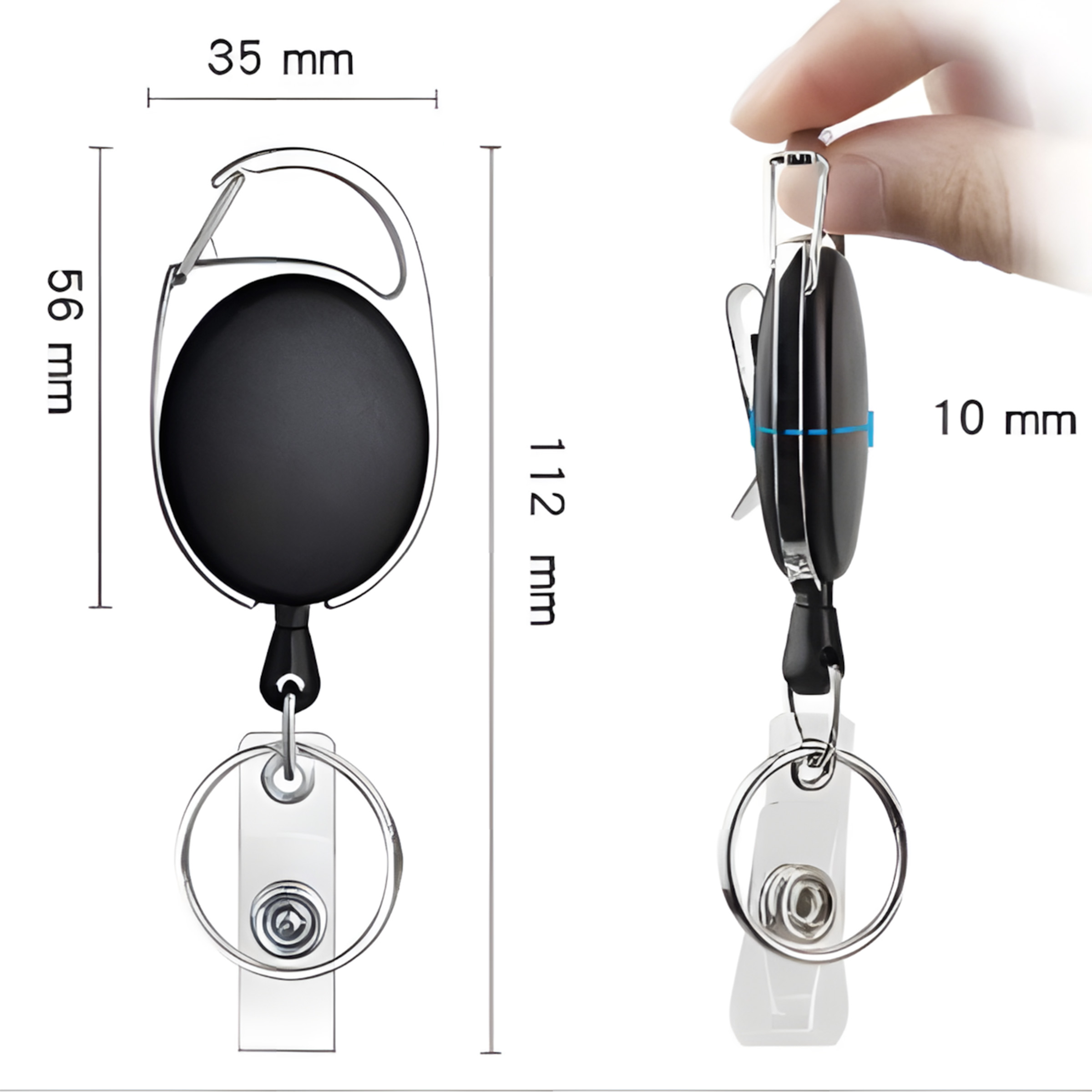 Retractable Badge Holder with Claw Clip and Clamp for Id Clips - Black — wholesale custom promotional product