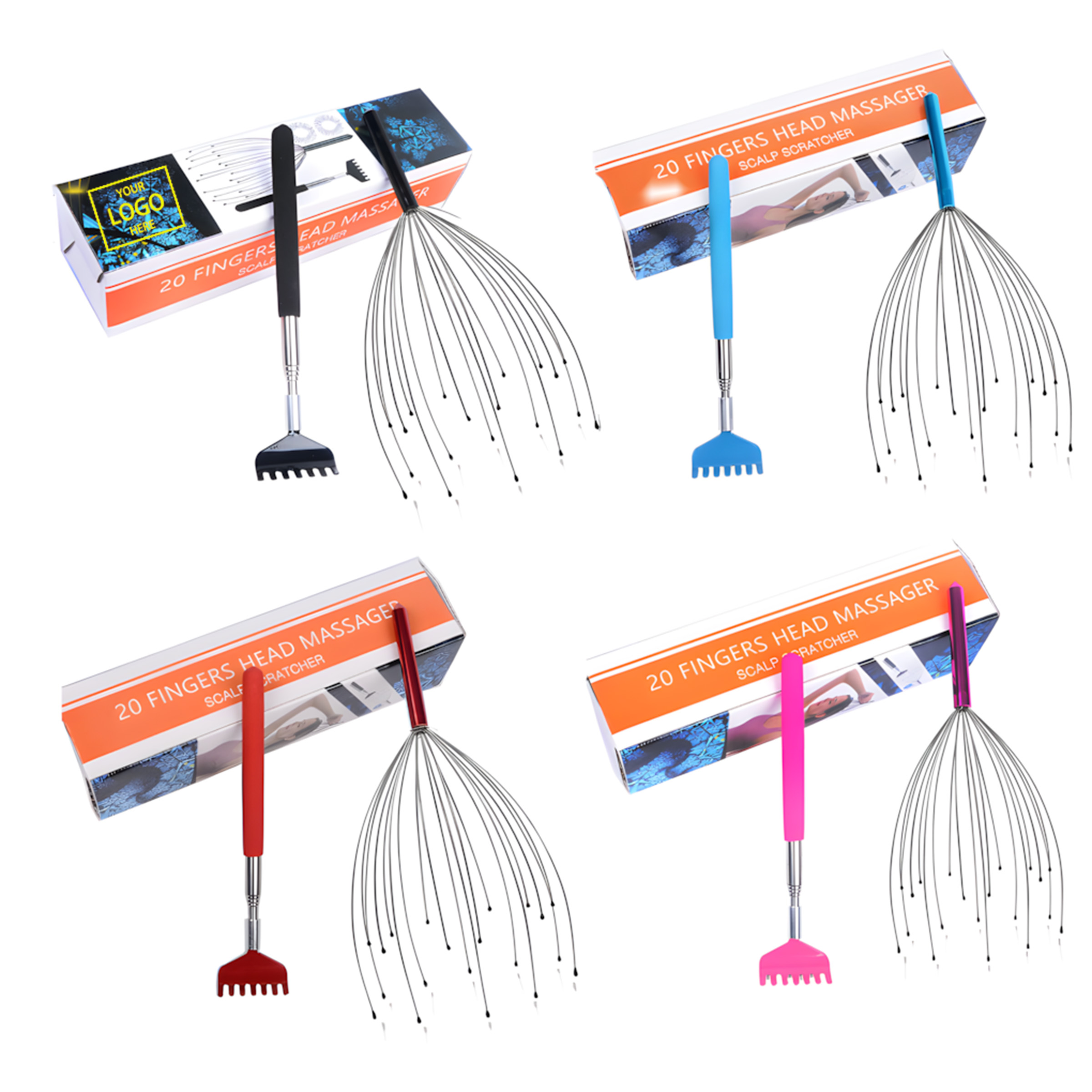 20 Claws Head Massager Seven Teeth Itchy Scratch Set - Black — wholesale custom promotional product