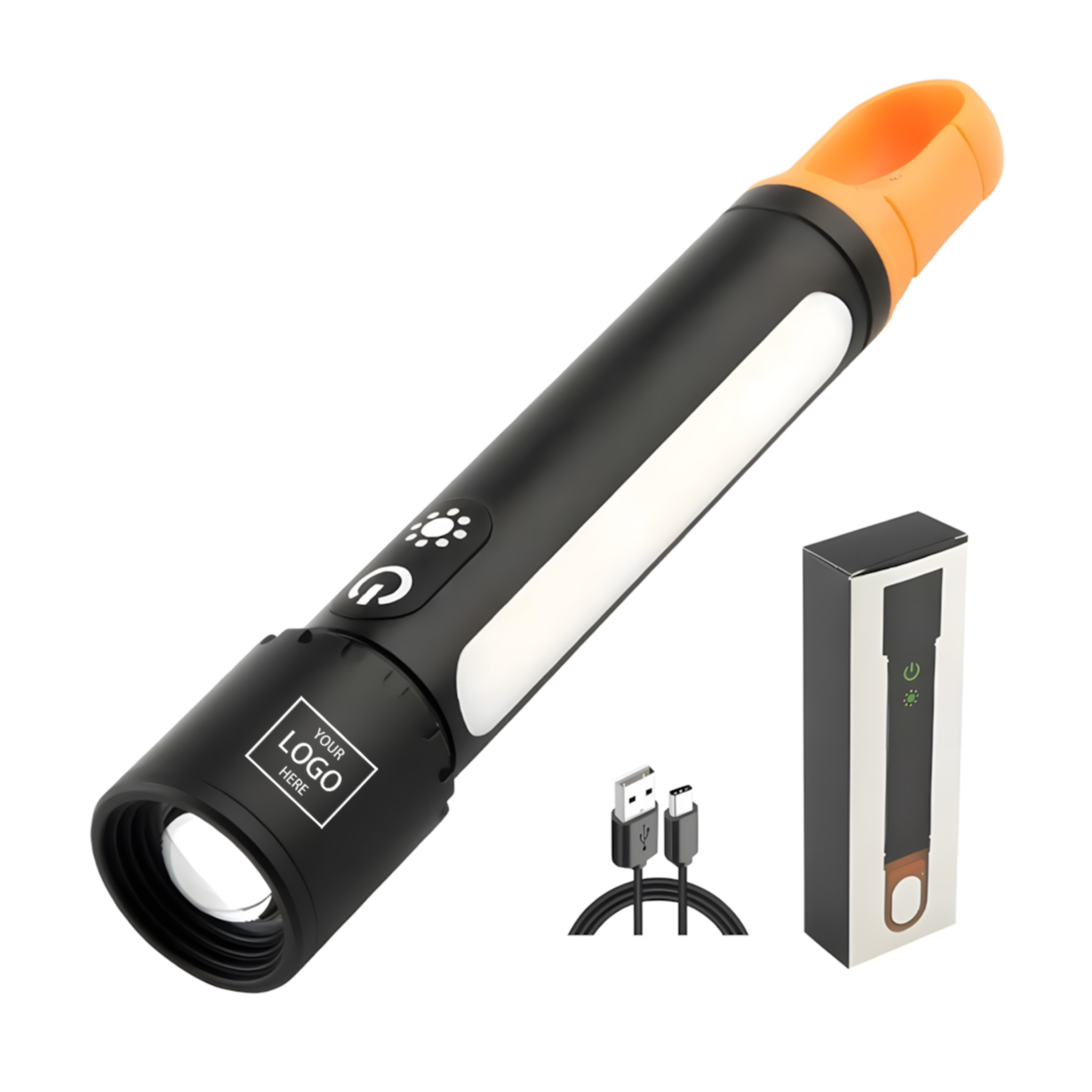 Outdoor Multifunctional Laser Zoom Flashlight - Black — wholesale custom promotional product