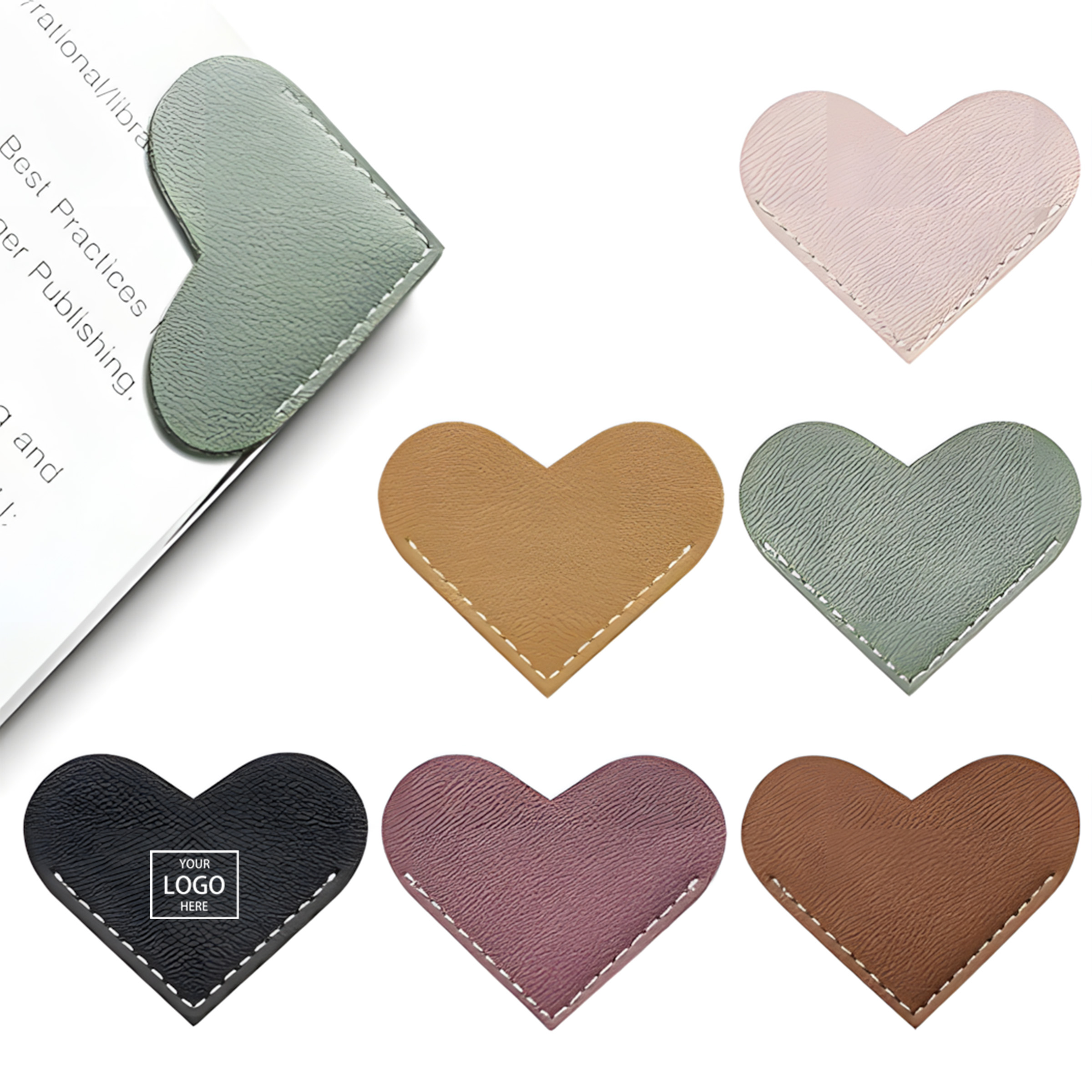 Leather Heart Portable Bookmark - Black — wholesale custom promotional product