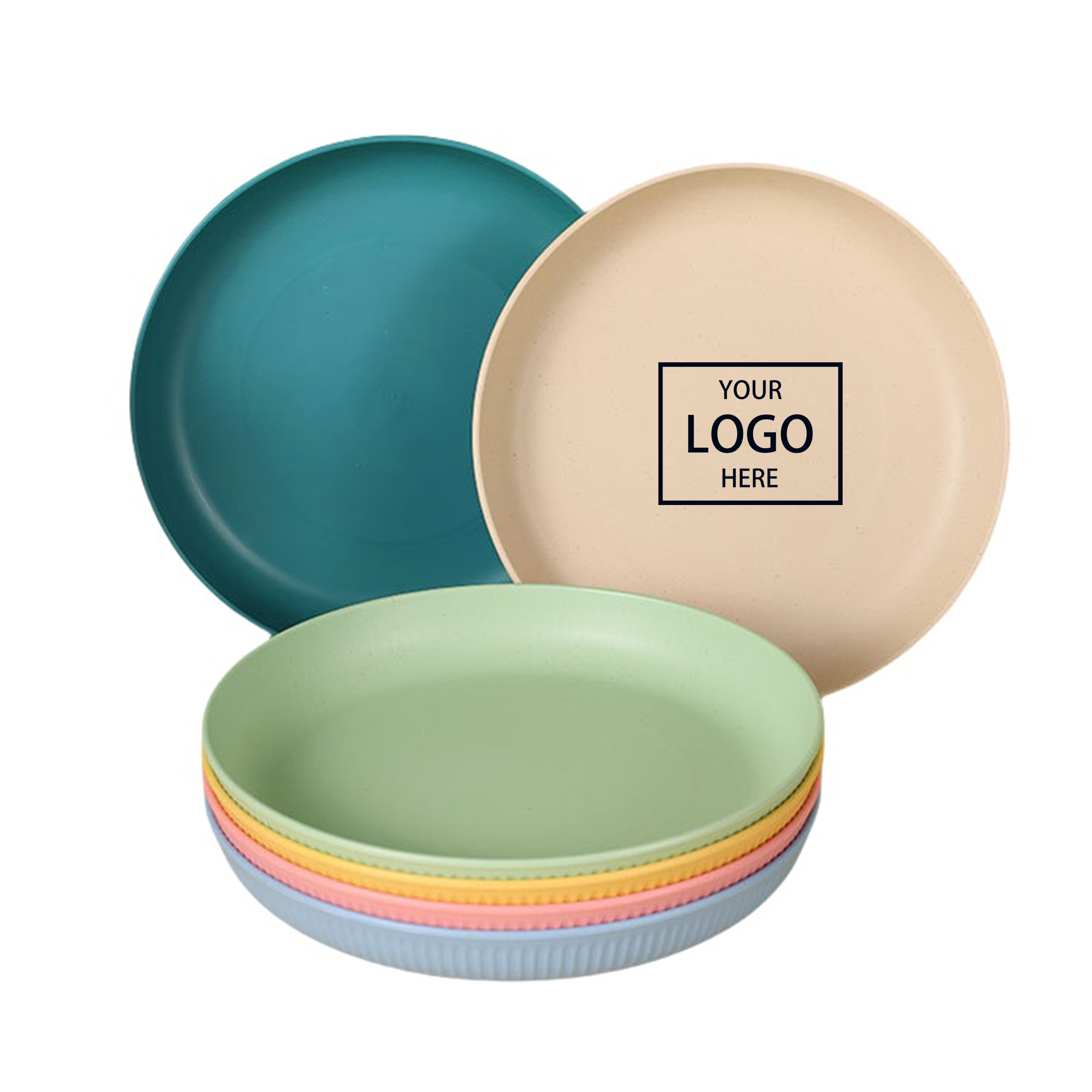 Wheat Straw Plates - Blue — wholesale custom promotional product