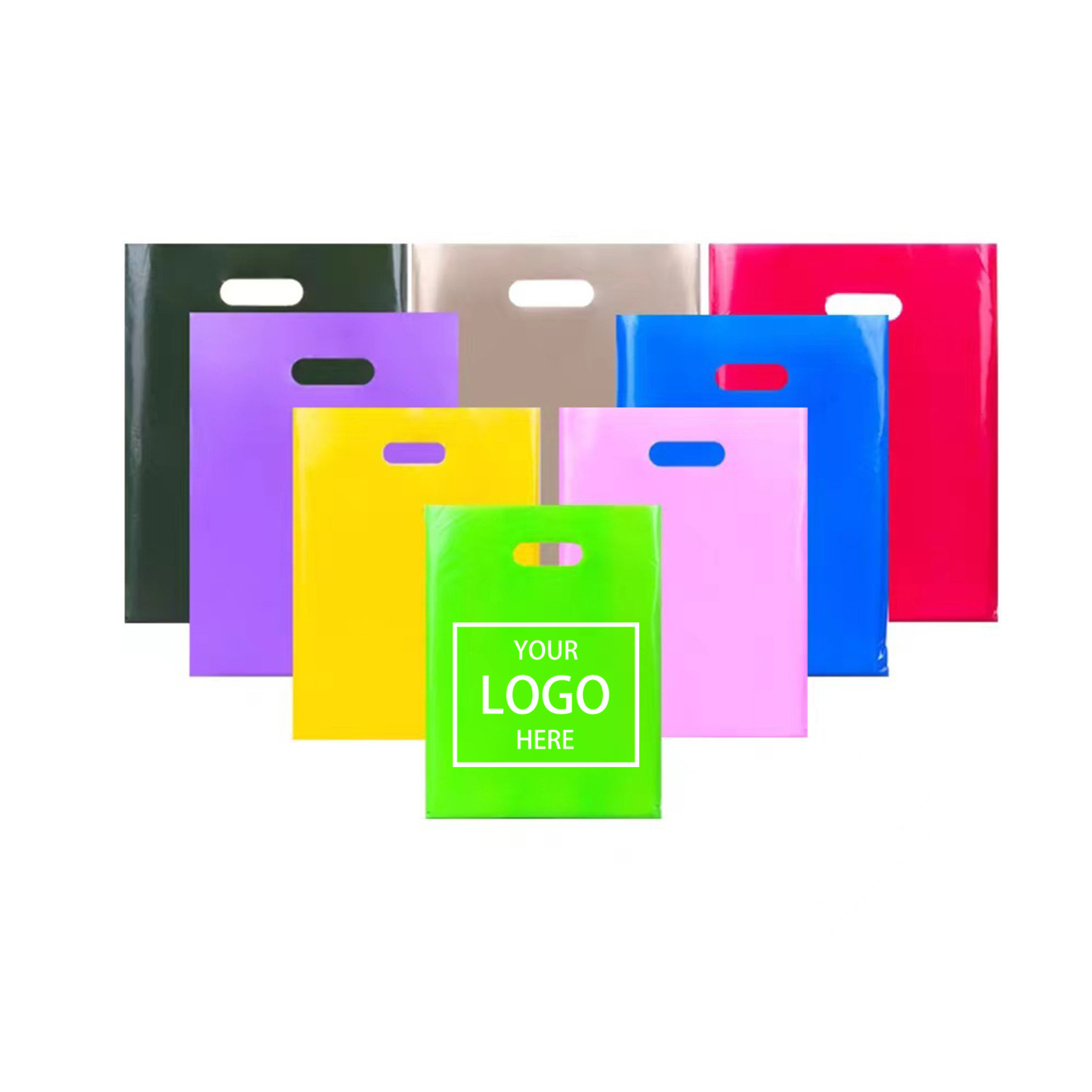 Plastic Bags with Die Cut Handles - Black — wholesale custom promotional product