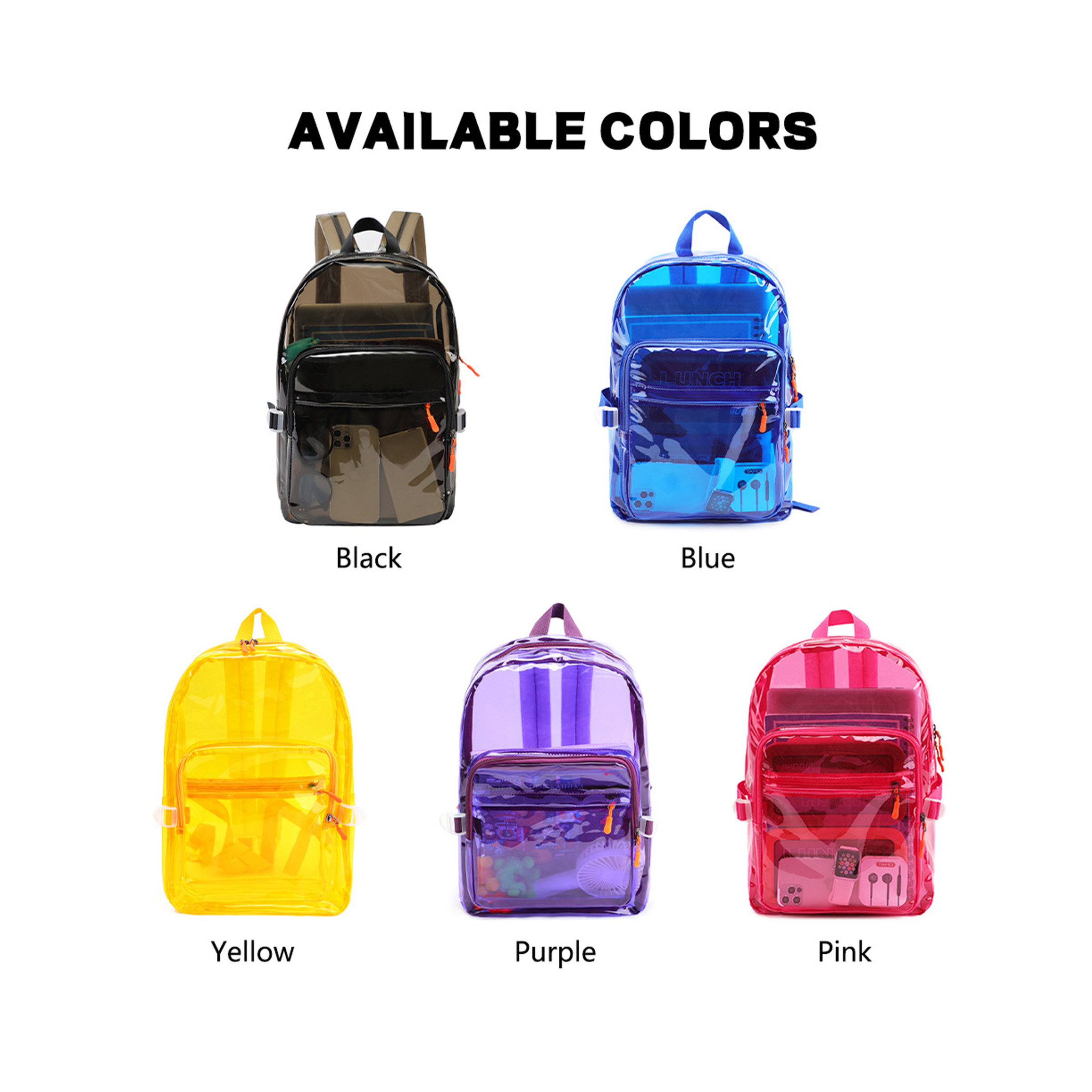 Clear Backpack - Black — wholesale custom promotional product