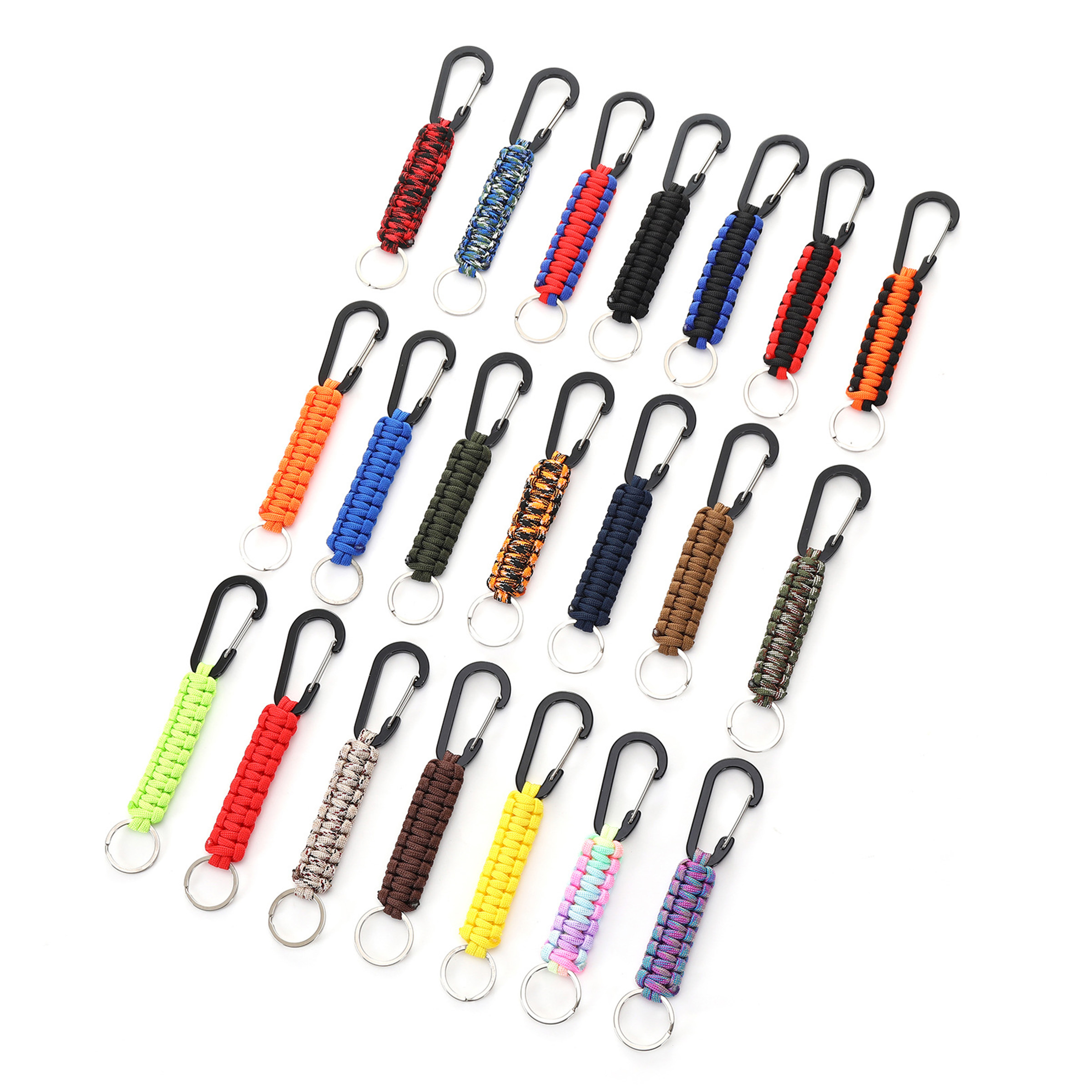 Carabiner with Strap & Split Ring - Black — wholesale custom promotional product