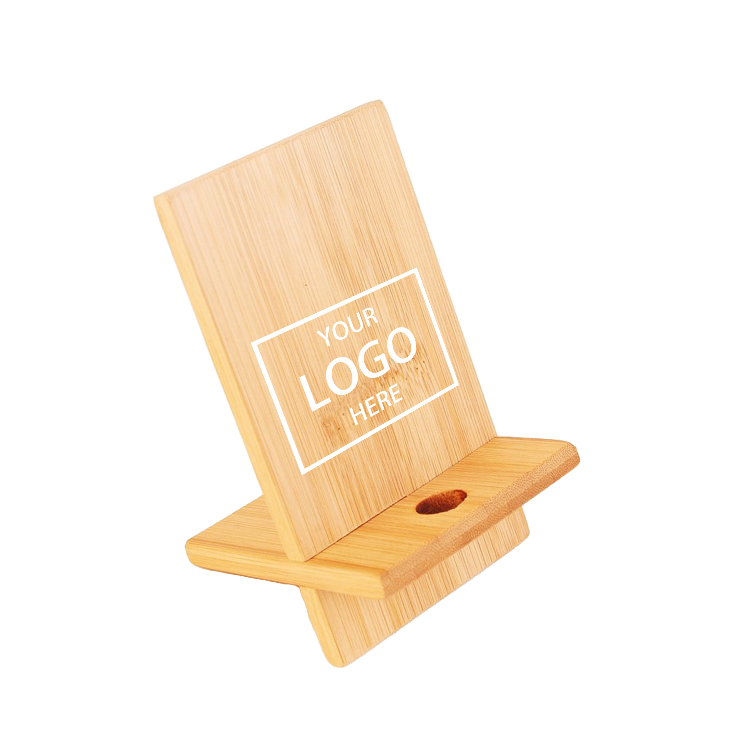 Bamboo Phone Stand - Natural Bamboo — wholesale custom promotional product