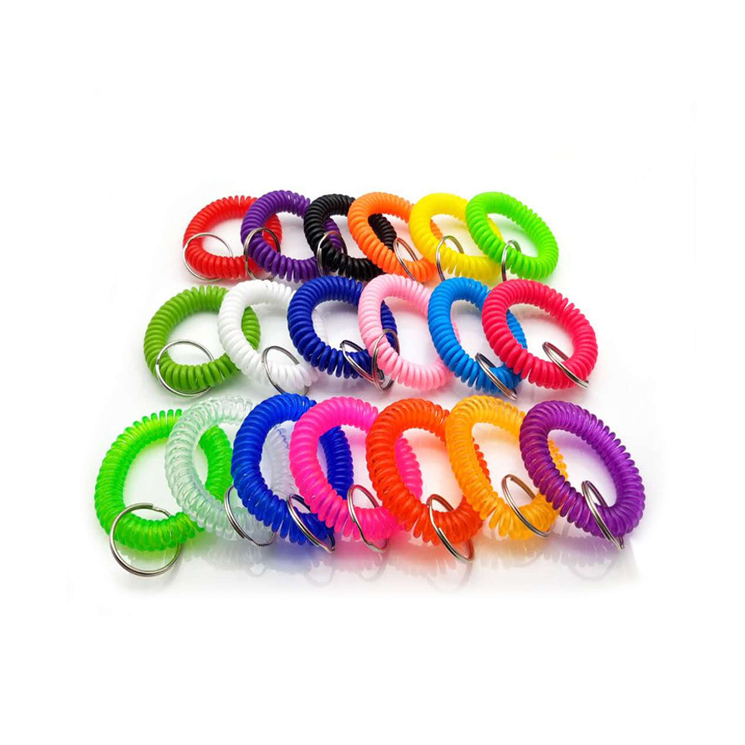 Plastic Spring Keychain Wristband - Black — wholesale custom promotional product