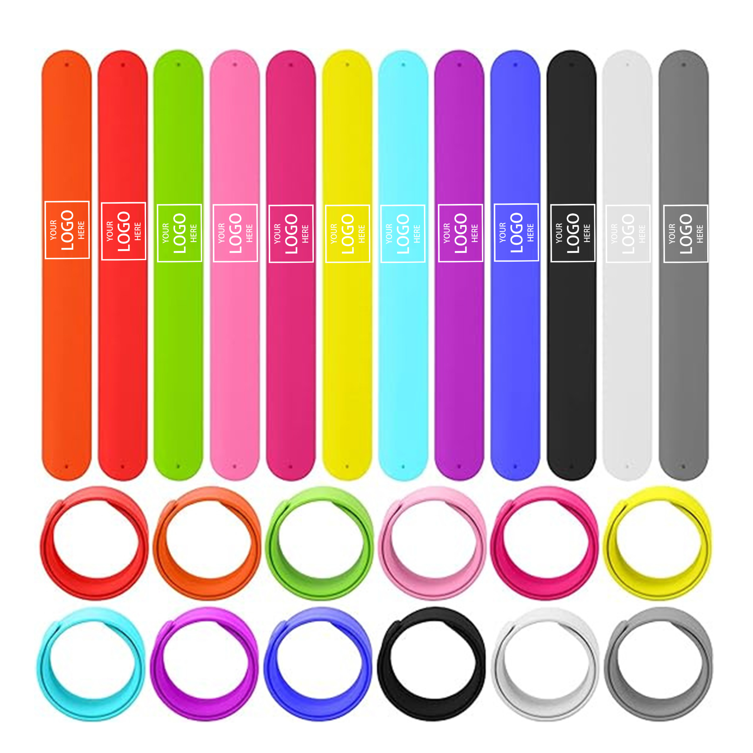 Silicone Slap Bracelets - Black — wholesale custom promotional product