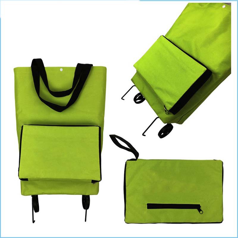 Folding Two Wheels Lightness Shopping Trolley Bag - Blue — wholesale custom promotional product