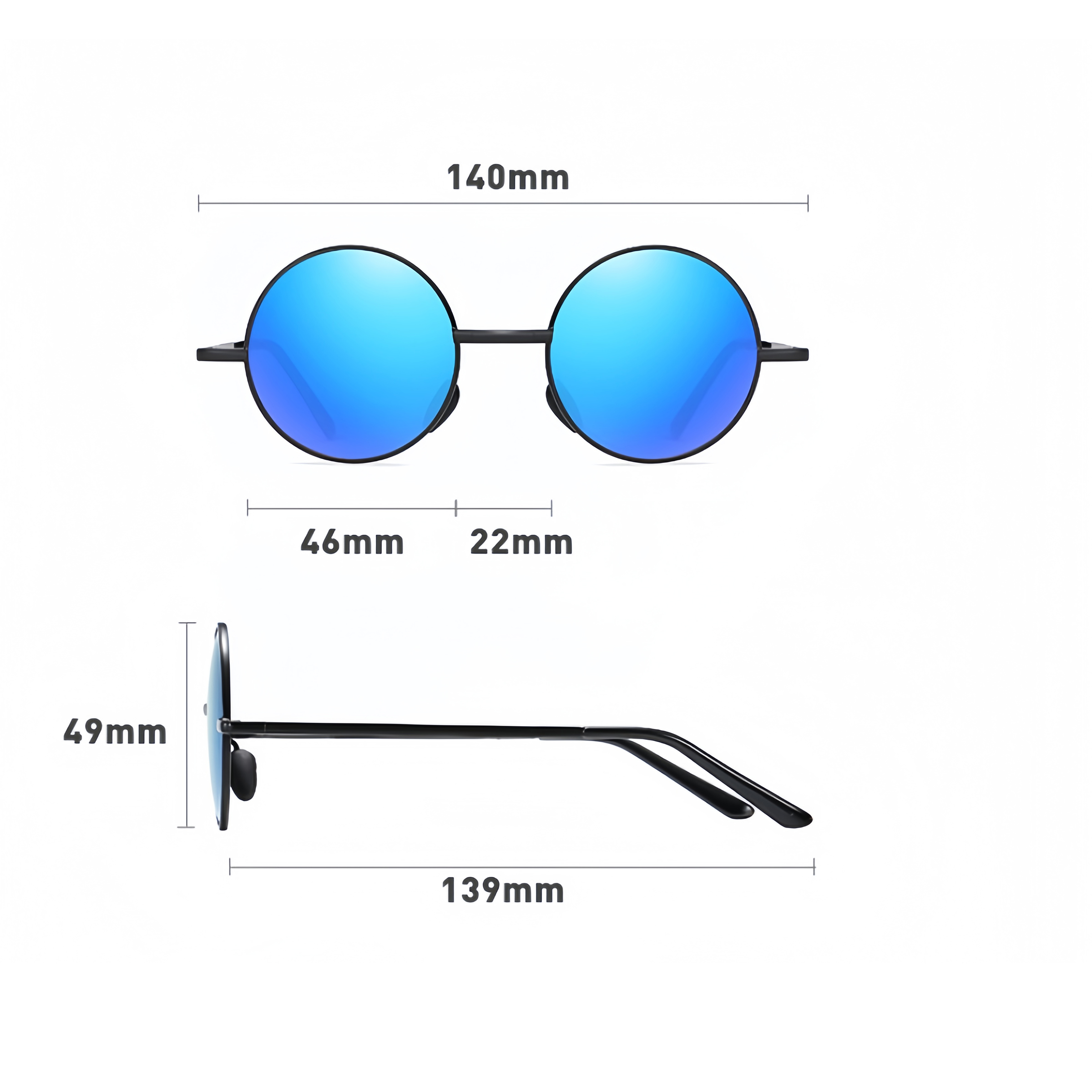 Round Foldable Sunglasses - Black — wholesale custom promotional product