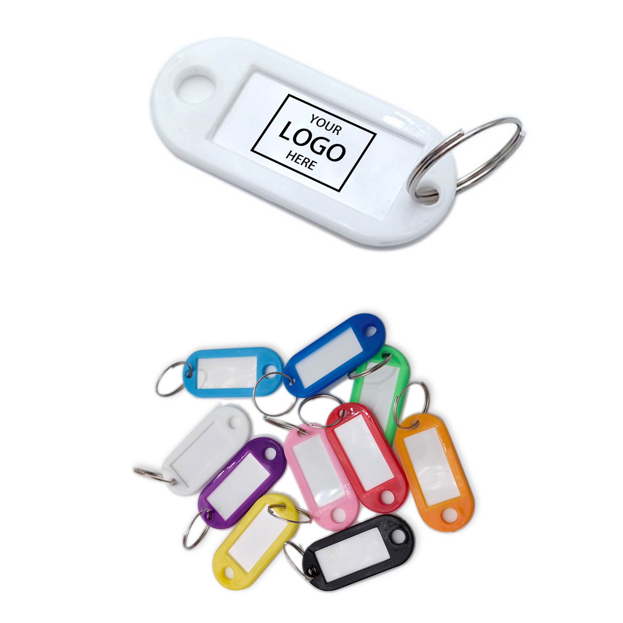 PP Writable Label With Keychain - Black — wholesale custom promotional product