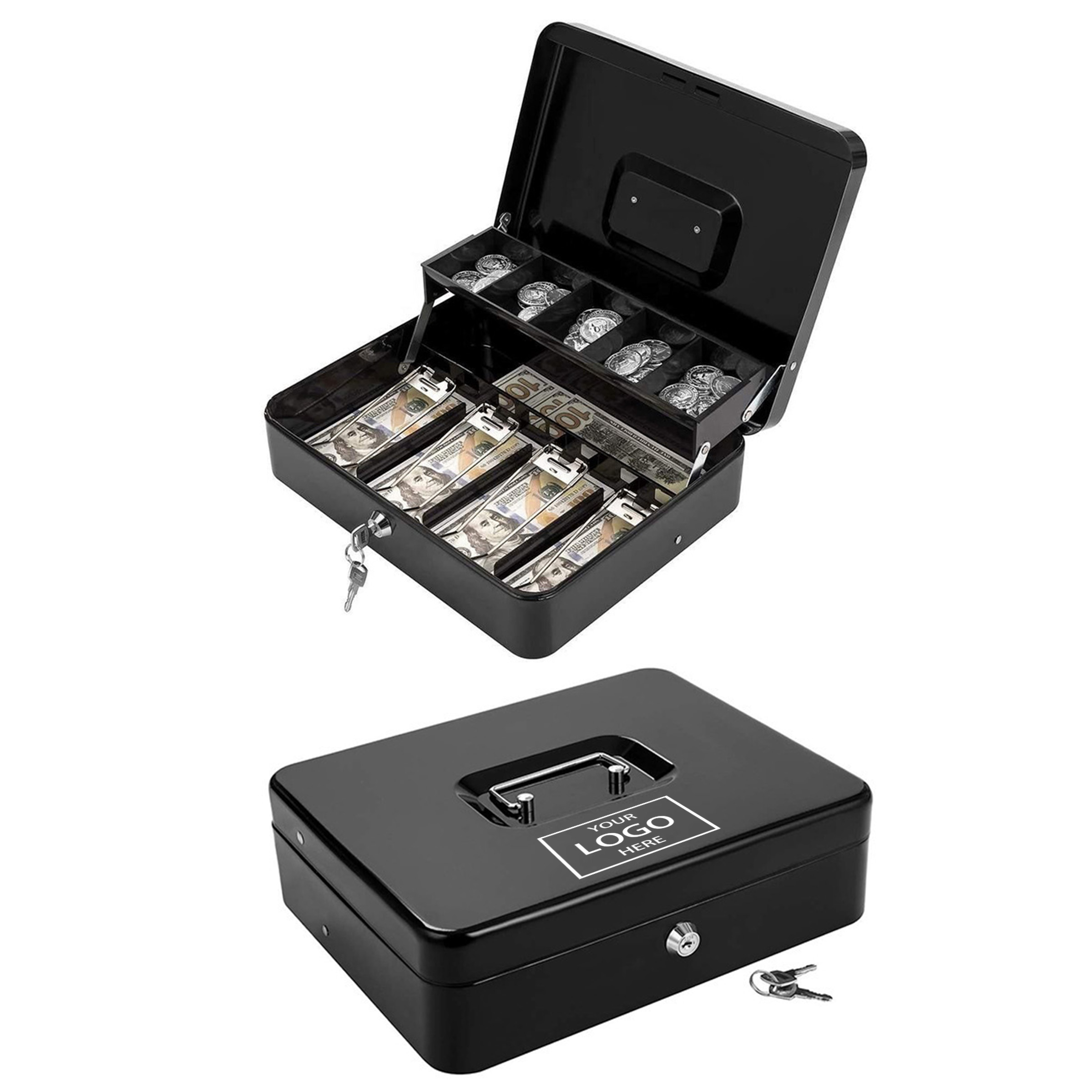 Cash Box with Money Tray - Black — wholesale custom promotional product