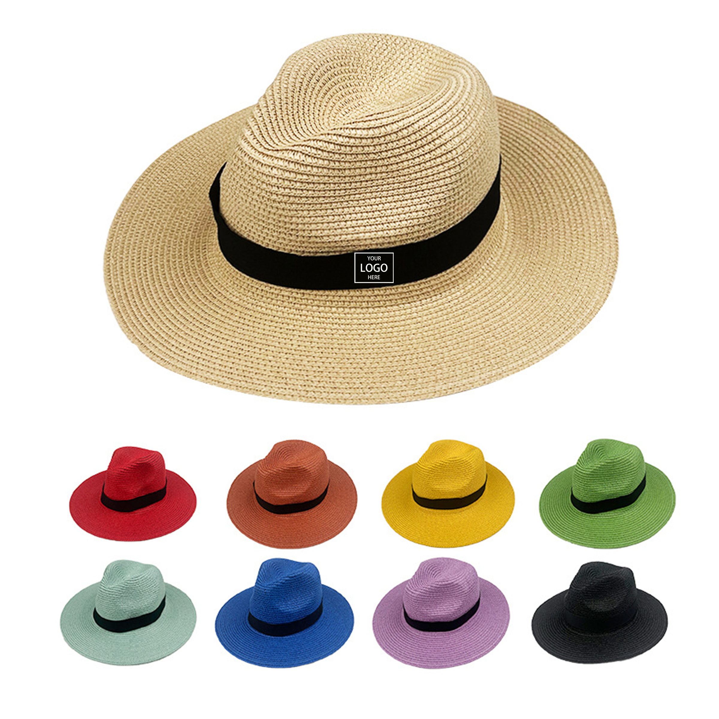 Panama Straw Hat - Black — wholesale custom promotional product