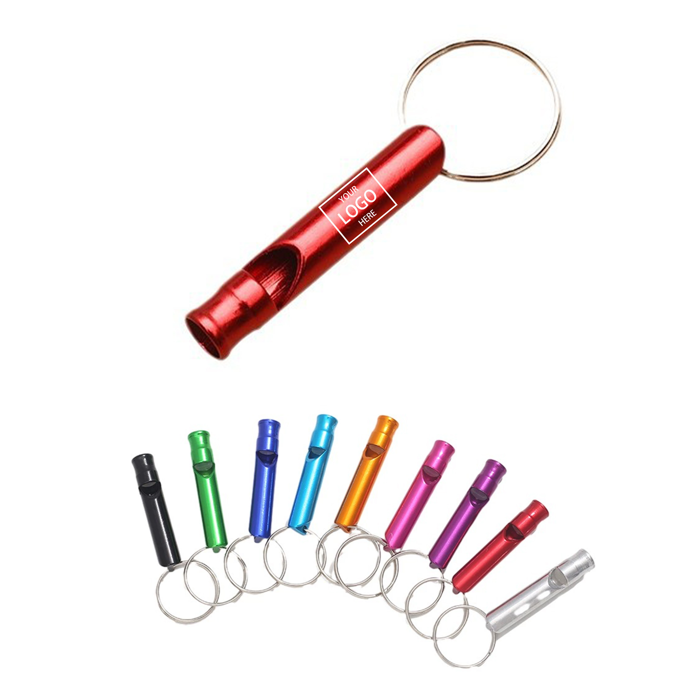 Emergency Whistle with Keychain - Black — wholesale custom promotional product