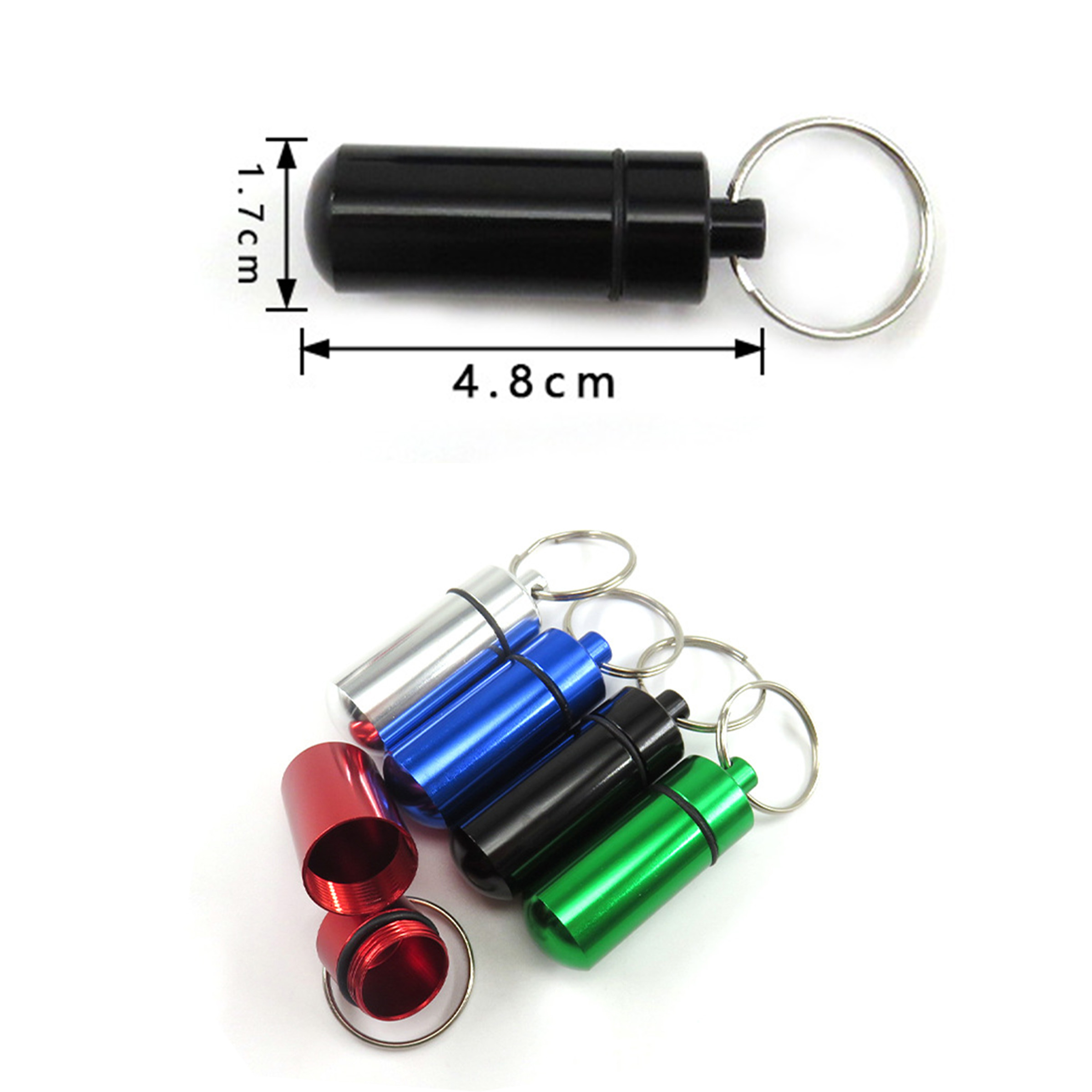 Aluminum Medicine Can With Keychain - Black — wholesale custom promotional product