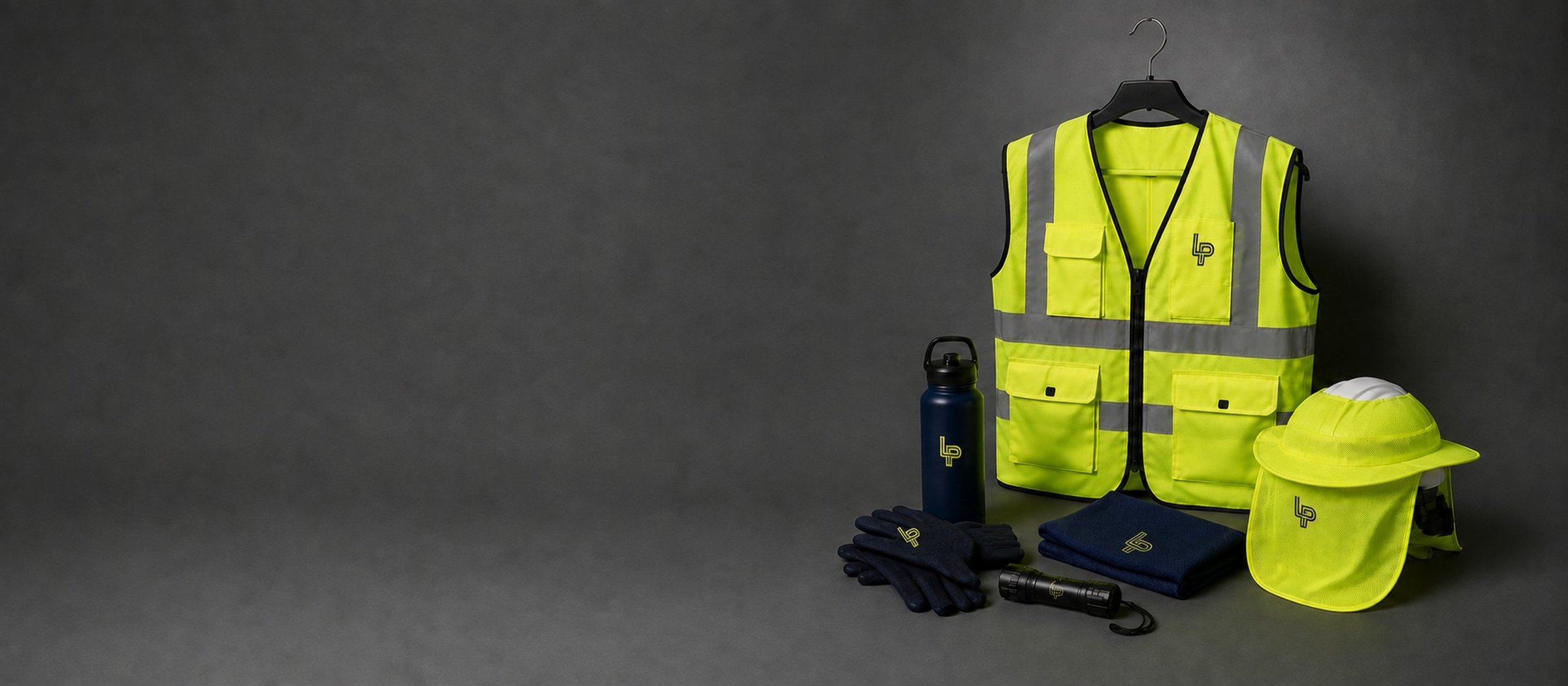 Field & Safety Crews: Hi-vis vest · Gloves · Flashlight · Cooling towel