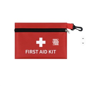 Portable First Aid Kit Organizer Pouch with Clip - Red