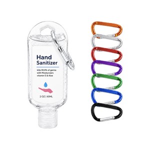 2 Oz. Hand Sanitizer with Carabiner Clip - Silver