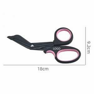 7" Heavy-Duty Medical Bandage Scissors with Serrated Blade-Safety Tip - Black/pink