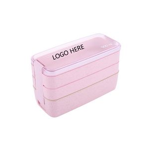 3 Layer Wheat Grass Lunch Box - Beige
