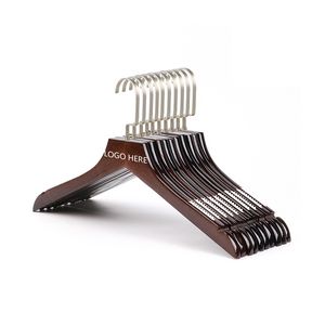 Solid Wood Hanger - Dark Wood Brown/Silver