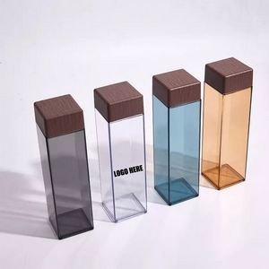 12 Oz. Water Bottle w/Wood Pattern Lid - Black/Brown