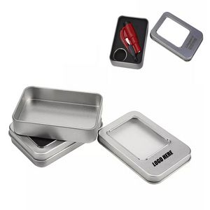 Tin Box w/Window Lid - Silver/Clear