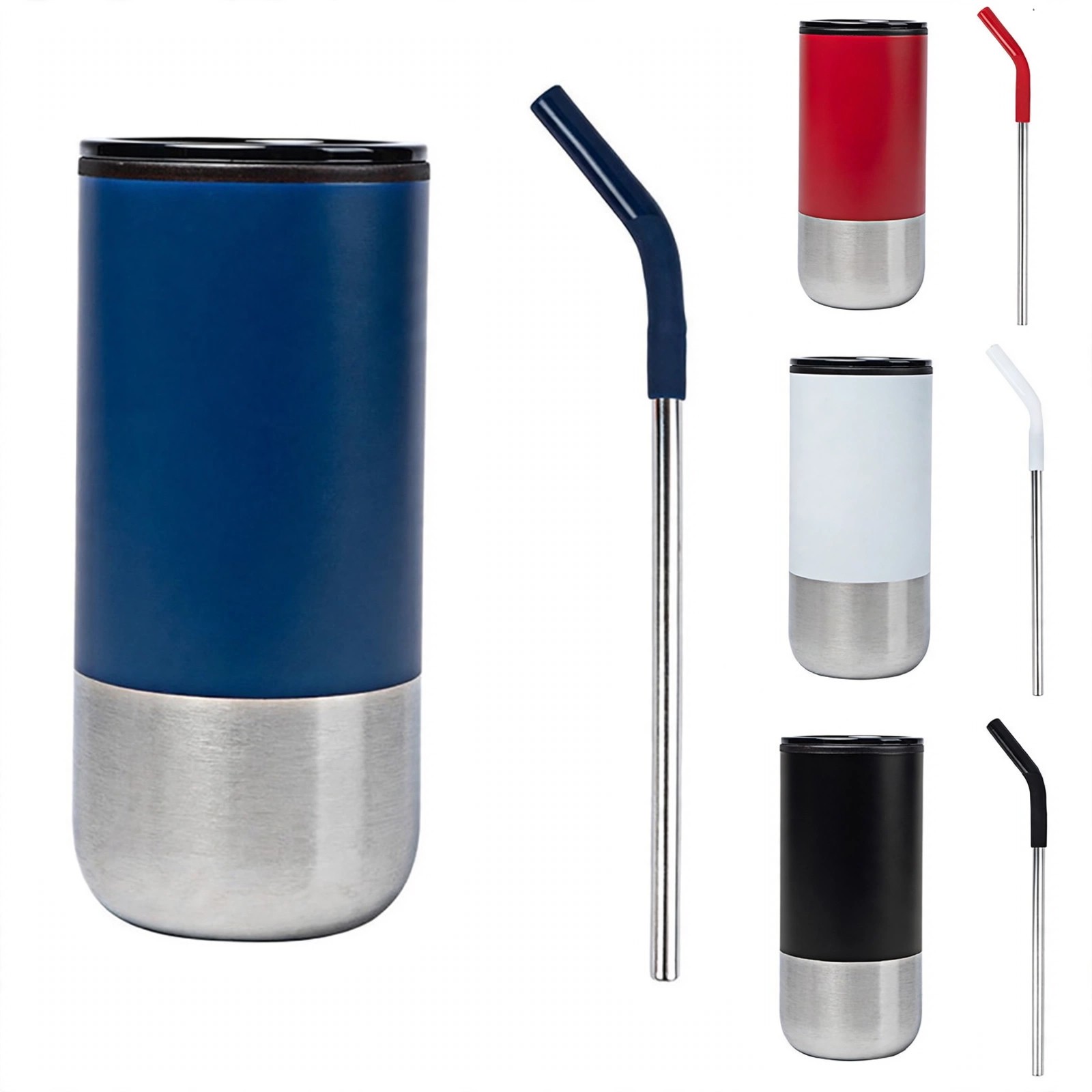 16 Oz. Stainless Steel Tumbler With Metal Straw
