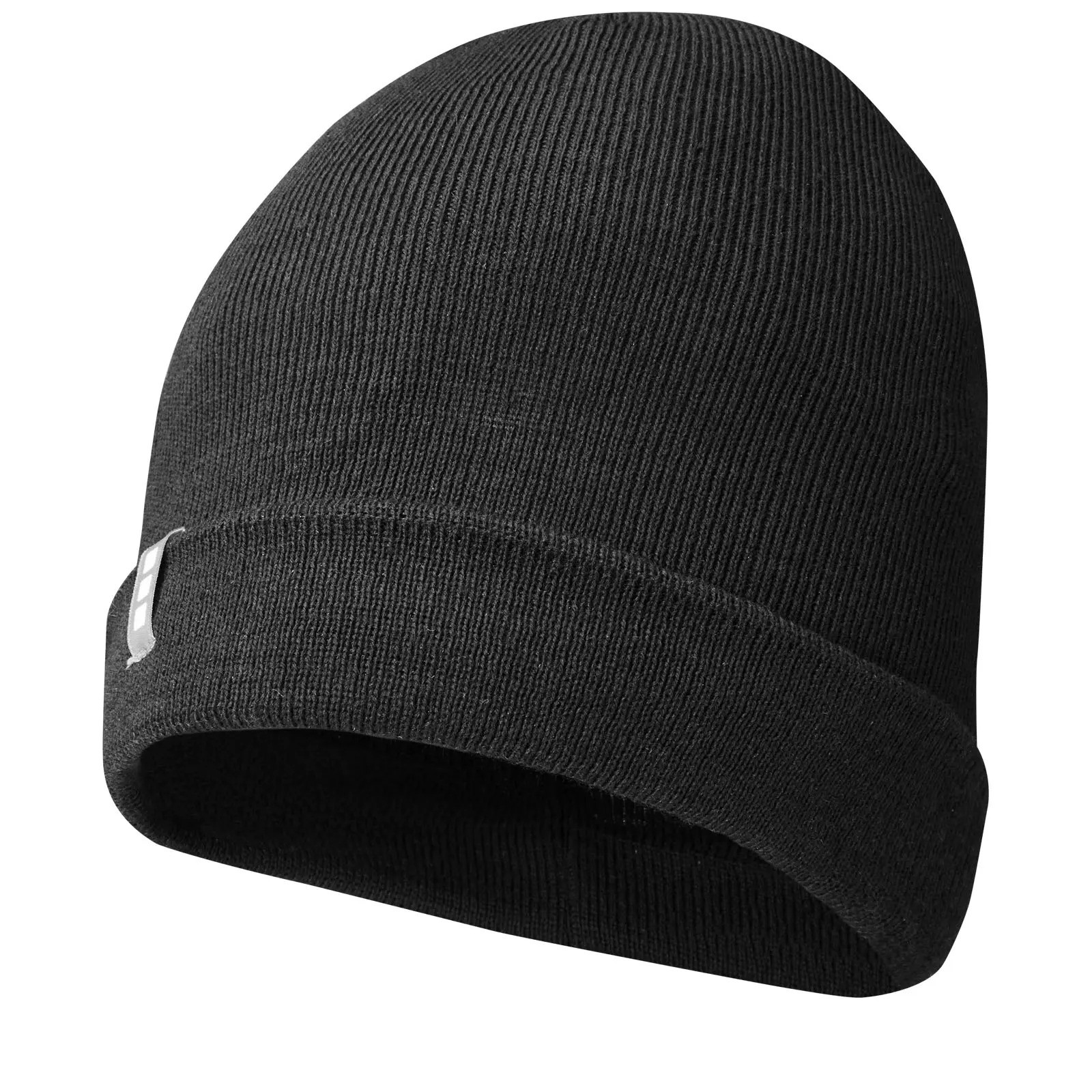 Solid Knit Beanie With Cuff Tag