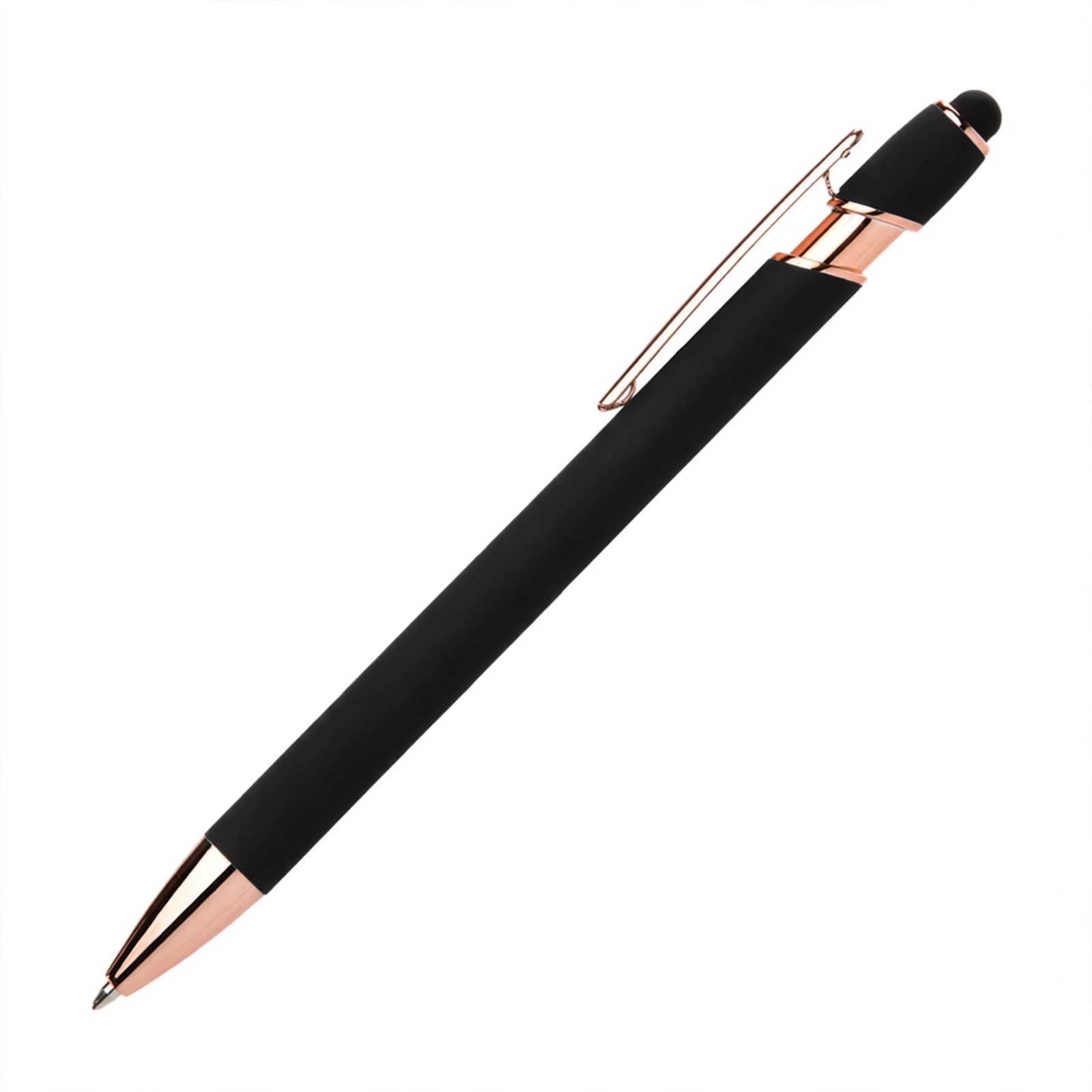 Soft Touch Gel Stylus Pen With Rose Gold Accents