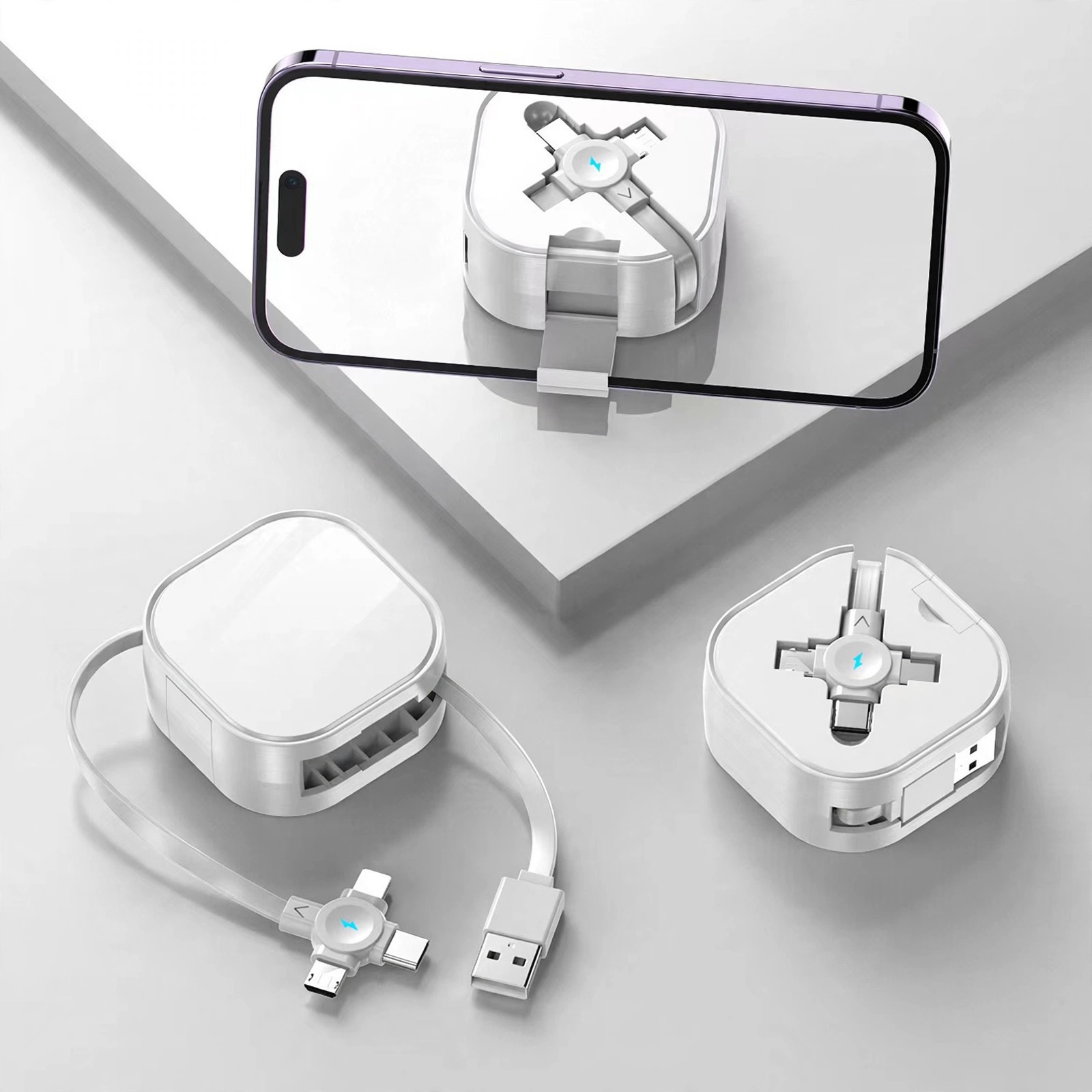 5-in-1 Retractable Charging Cable Kit With Phone Stand