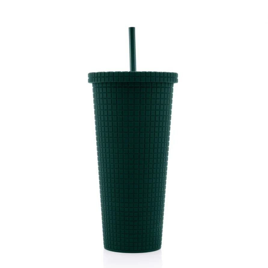 24 Oz. Textured Recycled Plastic Tumbler With Straw