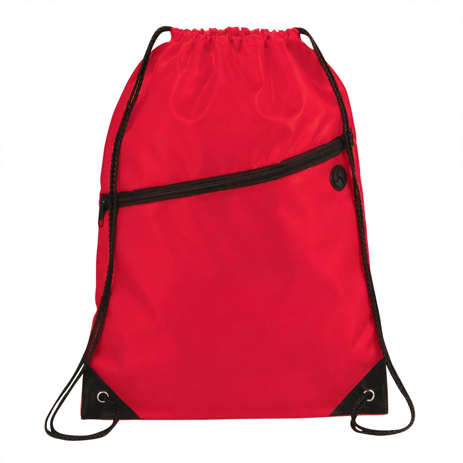 Polyester Drawstring Bag With Zippered Pocket