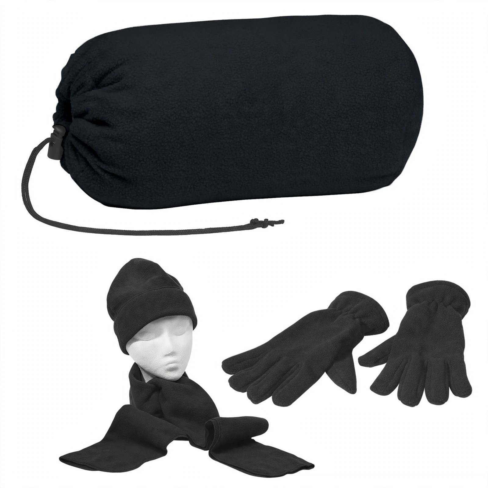 Fleece Scarf, Gloves and Beanie Winter Set
