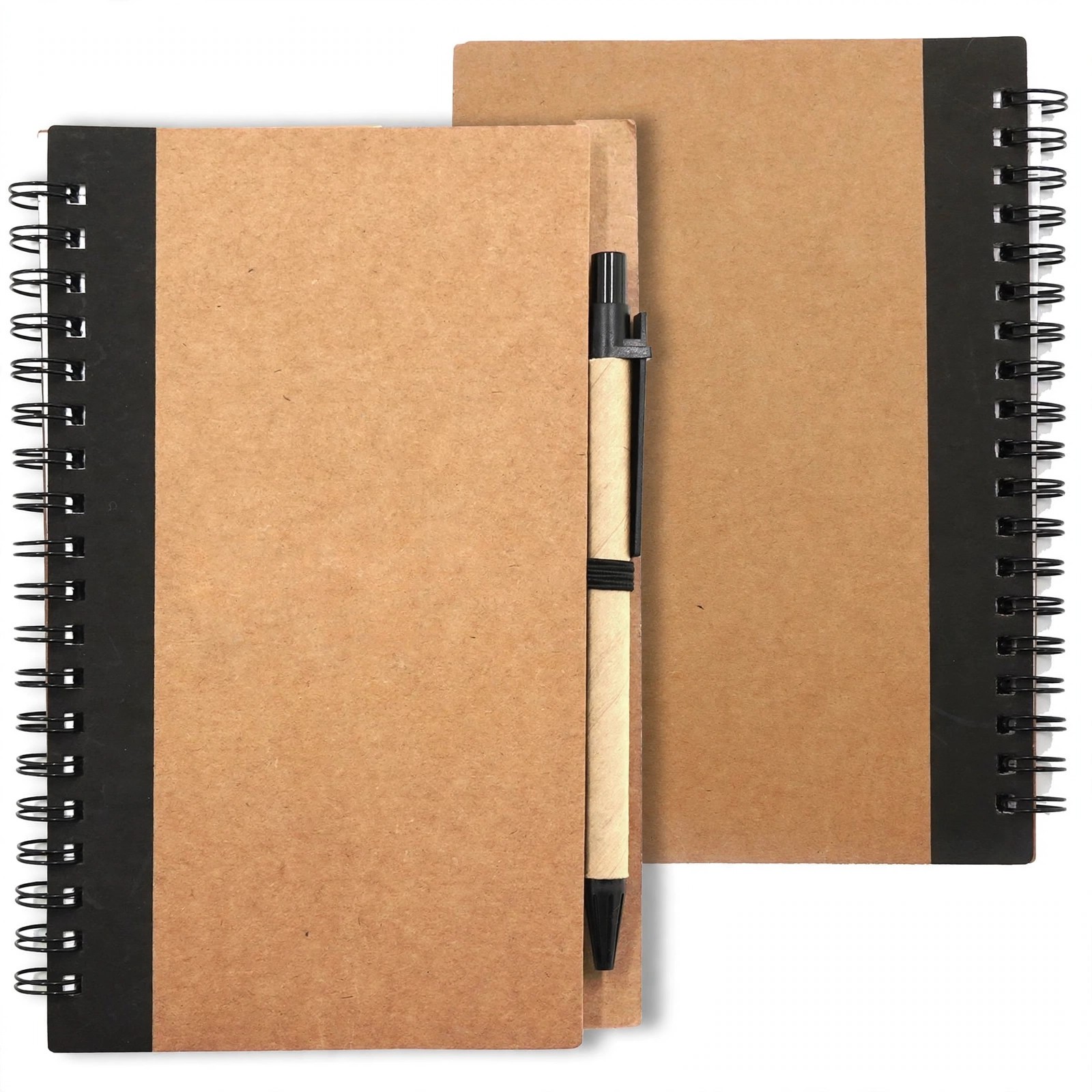 7" x 5" Kraft Spiral Notebook With Pen