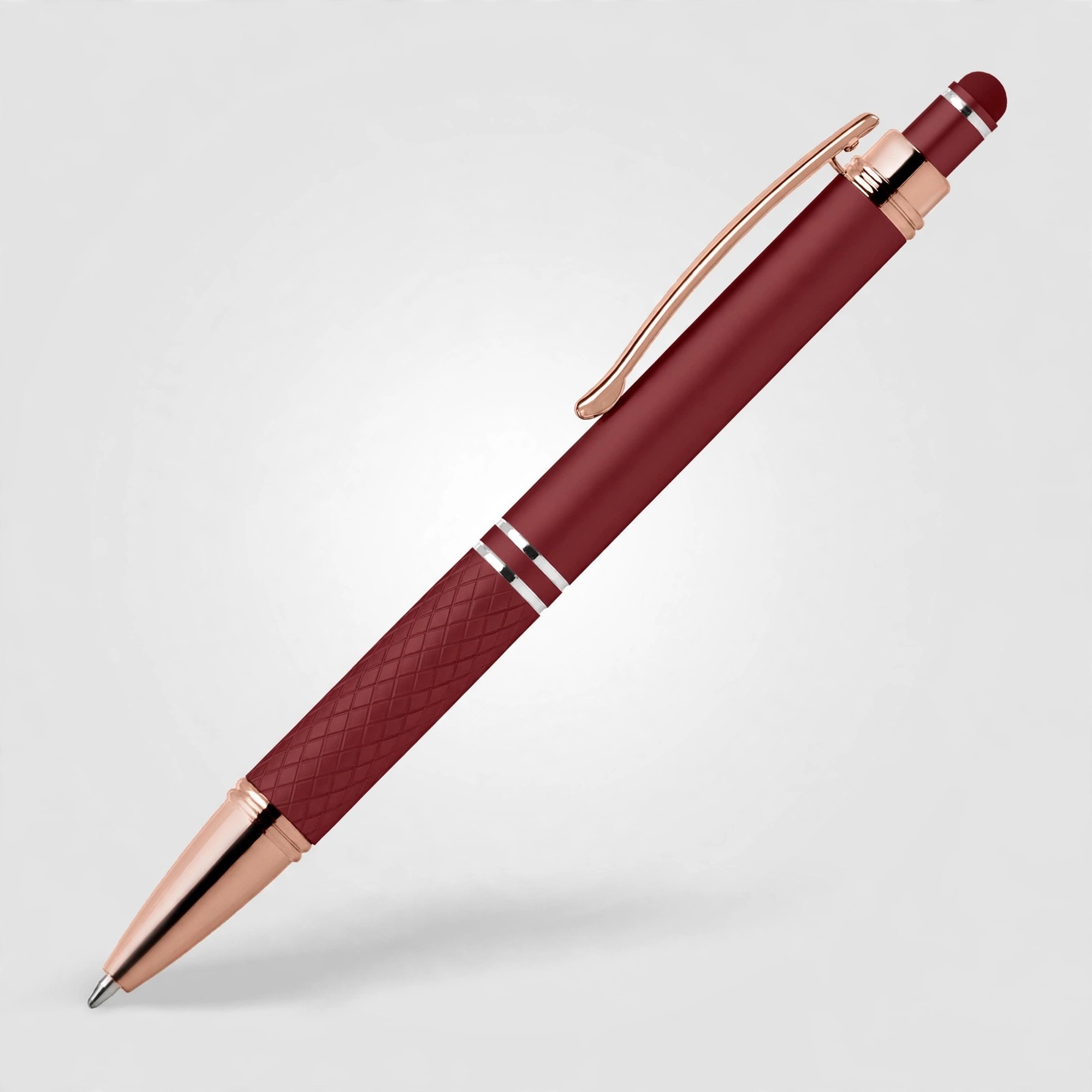 Rubberized Stylus Pen With Rose Gold Trim