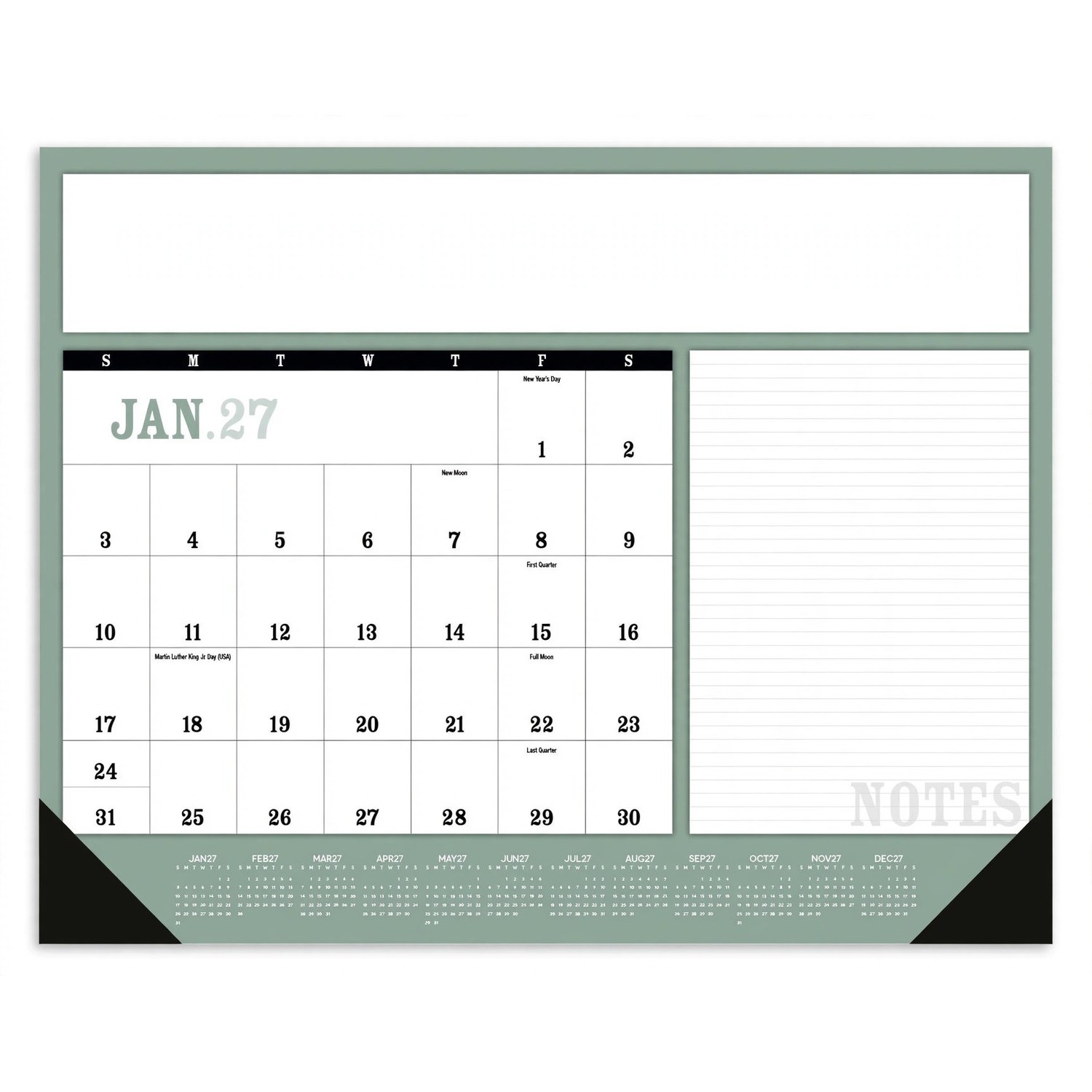 17" x 22" Vinyl Corner Desk Pad Calendar