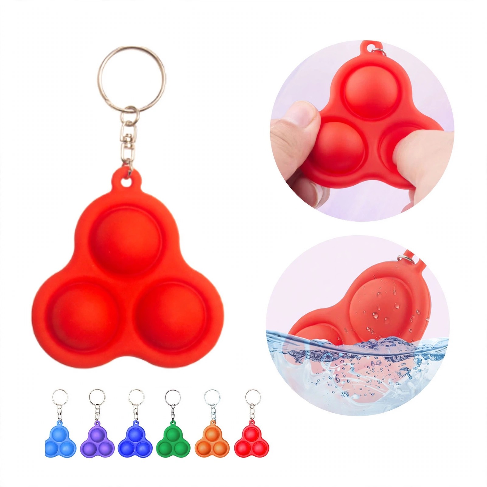 Silicone 3-Bubble Push Pop Keychain