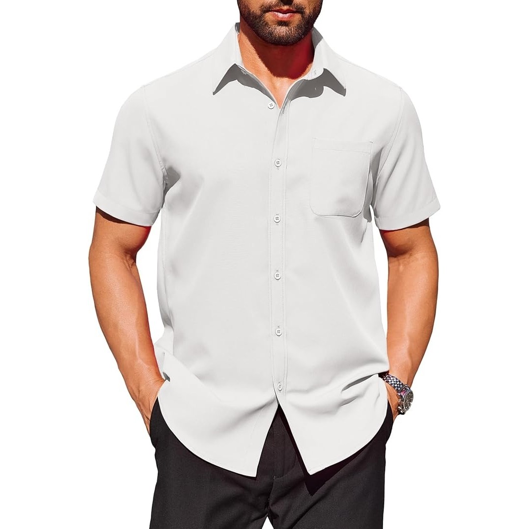 Men's Stain-Release Poplin Short-Sleeve Shirt