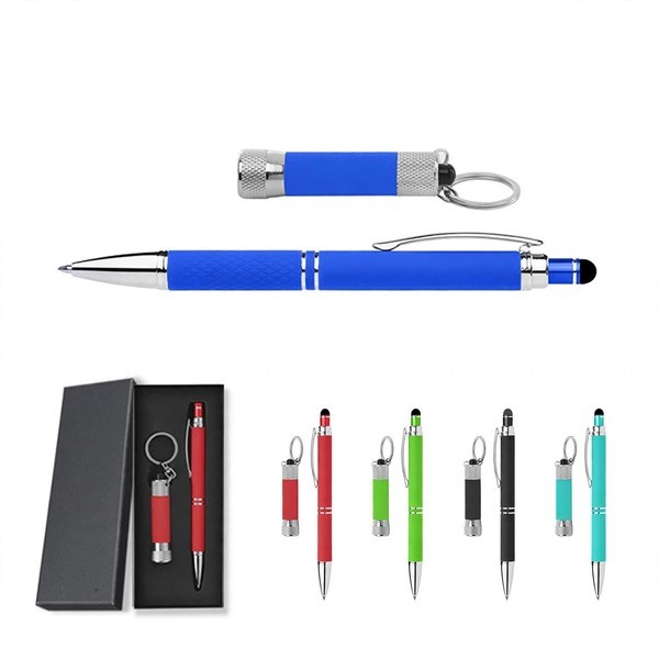 Diamond-Pattern Stylus Pen and Flashlight Gift Set