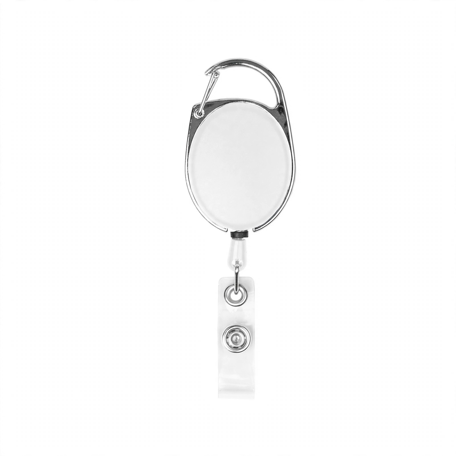 Oval Metal Retractable Badge Reel With Carabiner