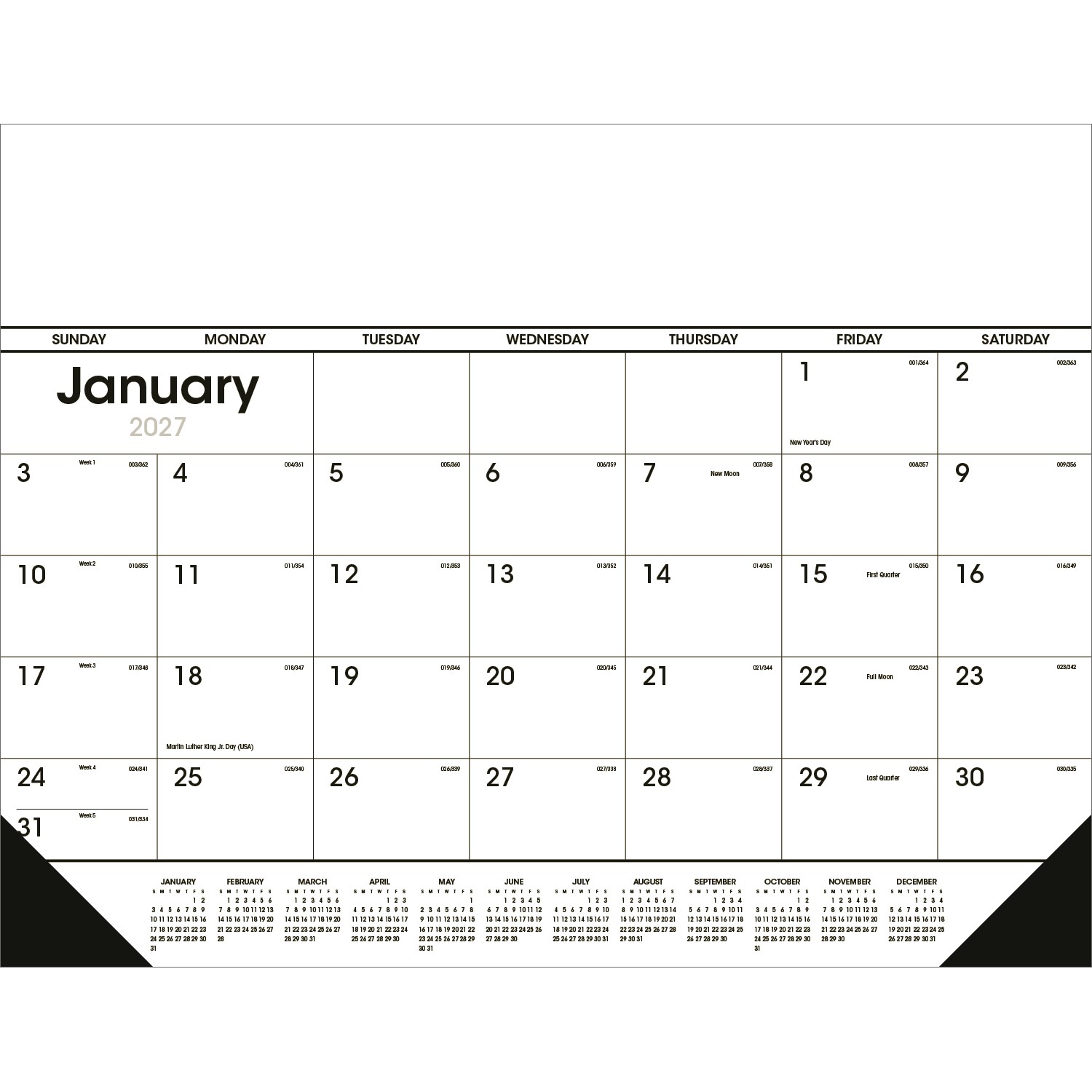 2027 Desk Pad Calendar, 22" x 19"