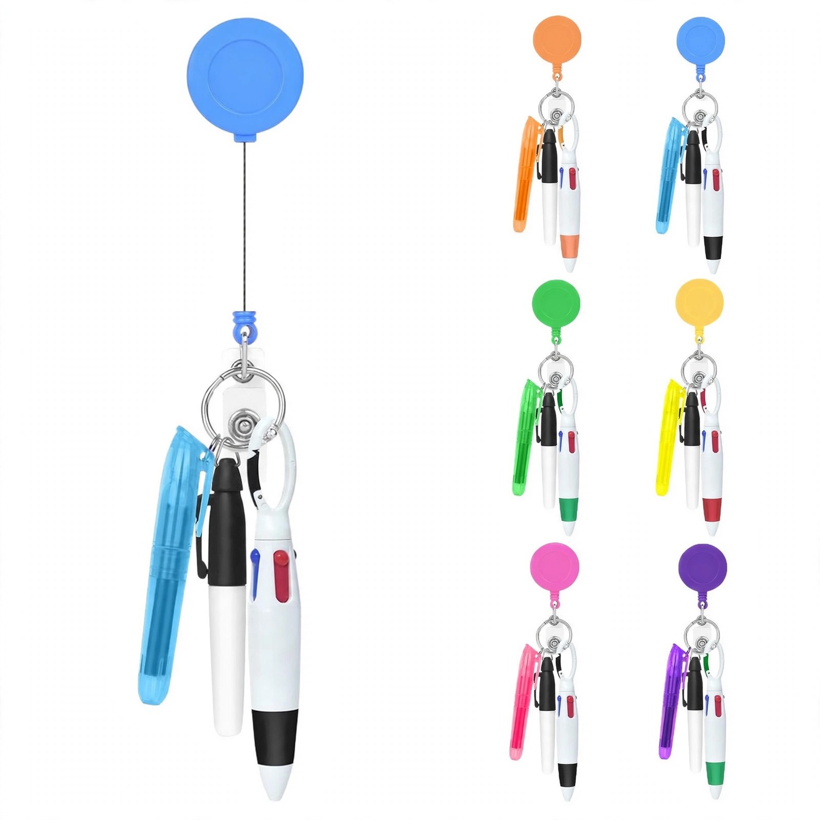 4-Piece Clip-On Pen Set With Badge Reel