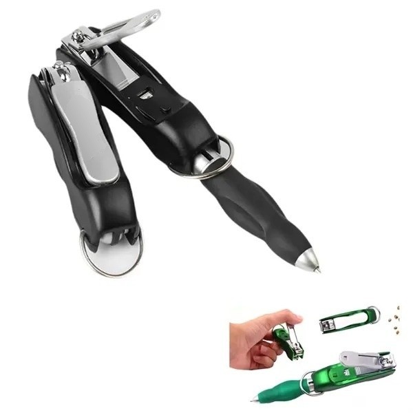 Folding Nail Clipper Keychain With Ballpoint Pen