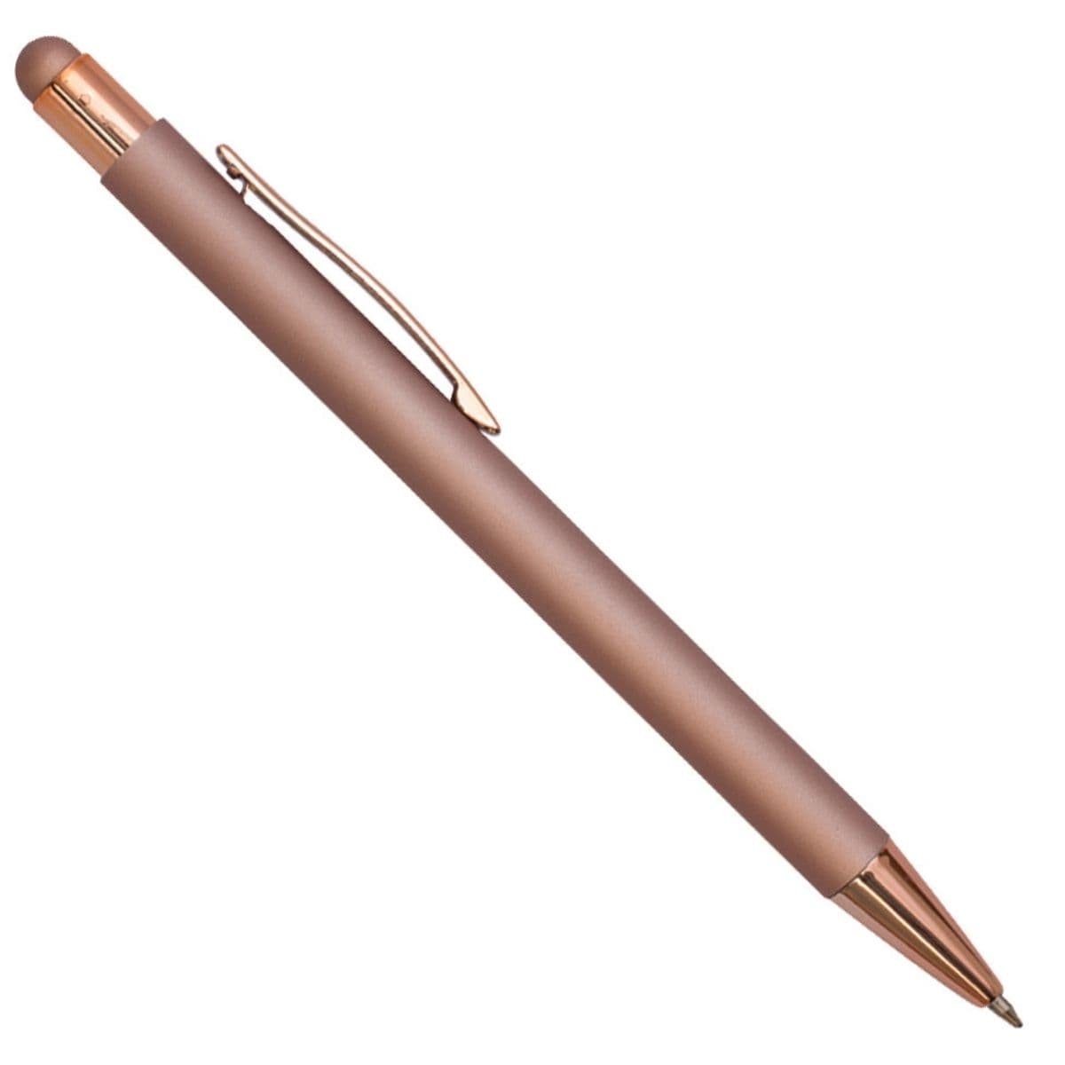 Velvet-Touch Aluminum Stylus Pen With Rose Gold Clip