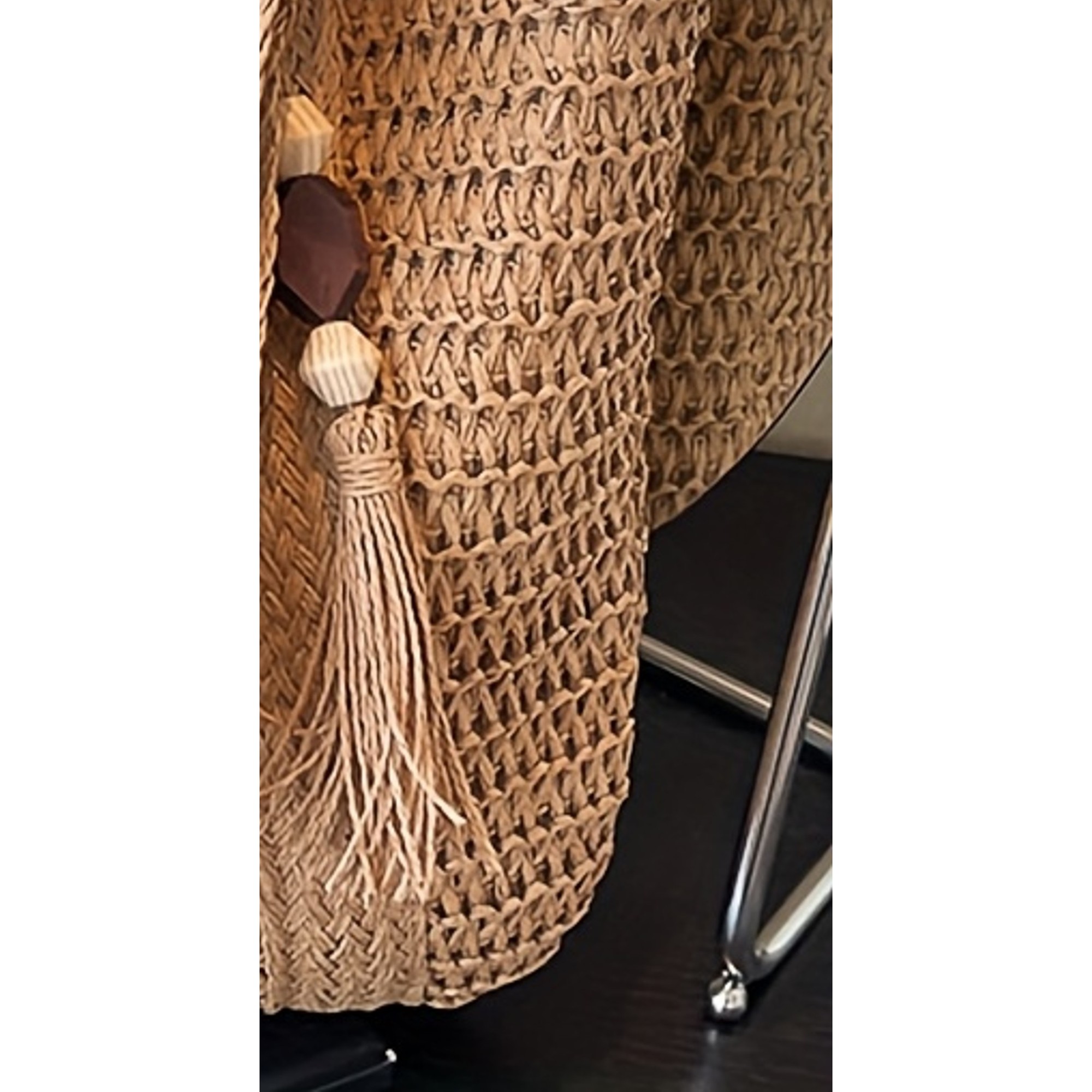 Hand-Woven Straw Tote Bag With Tassel