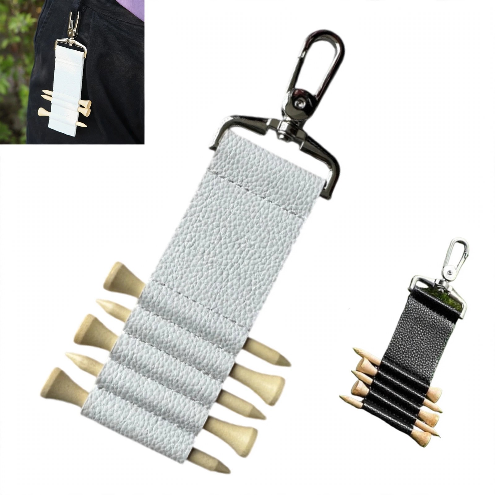 PU Leather 5-Slot Golf Tee Holder