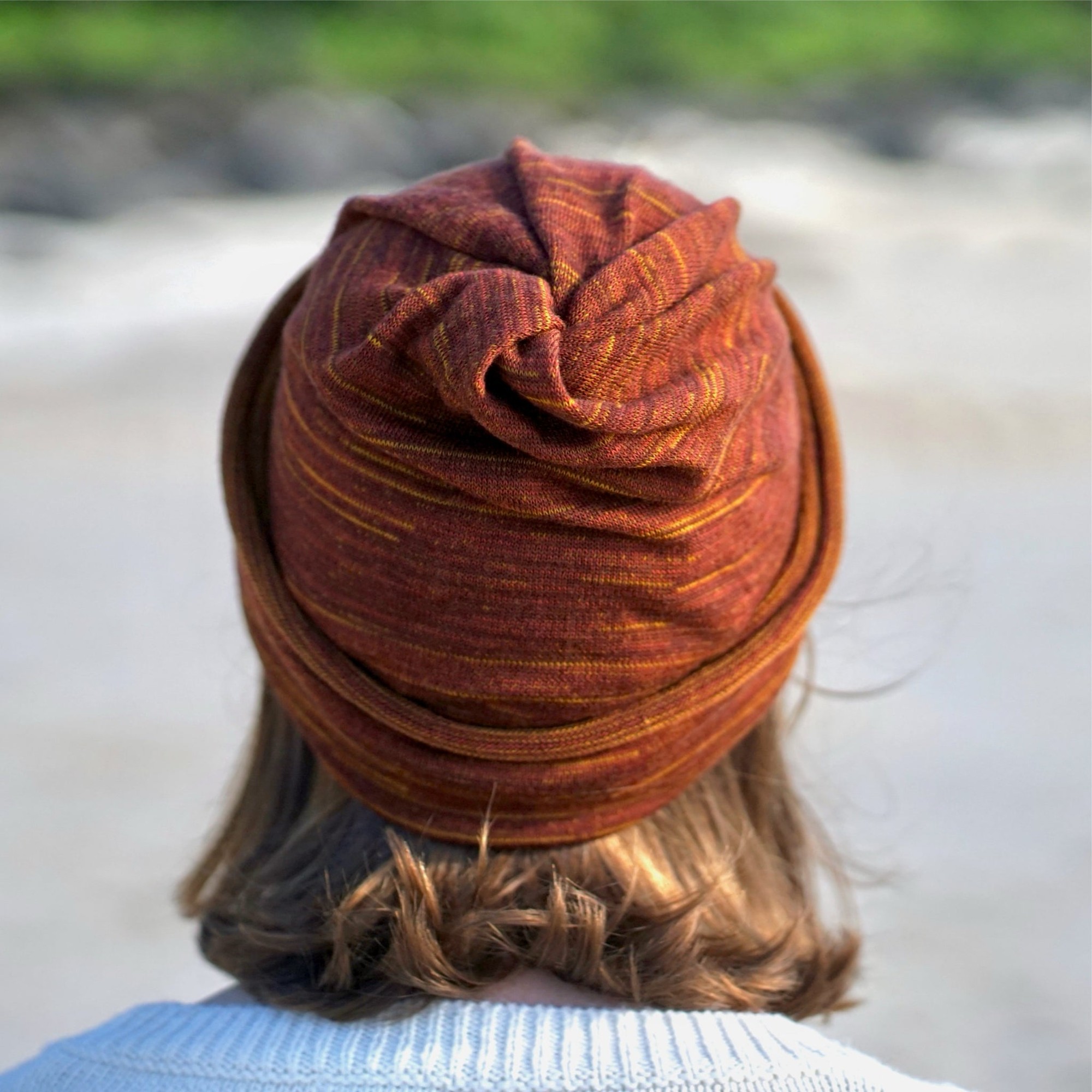 Knit Hooded Beanie With Attached Neck Wrap